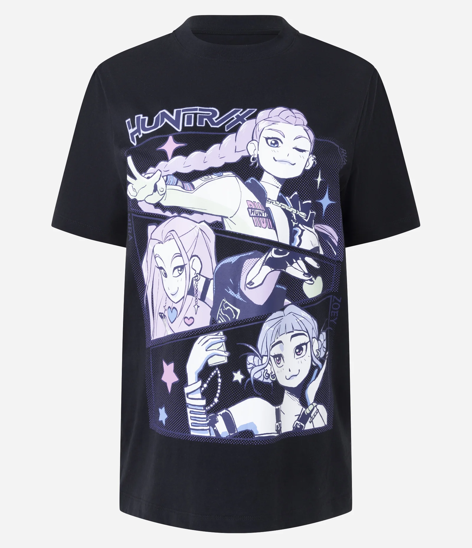 Camiseta em Algodão com Estampa Huntrix Guerreiras do K-Pop Preto 2