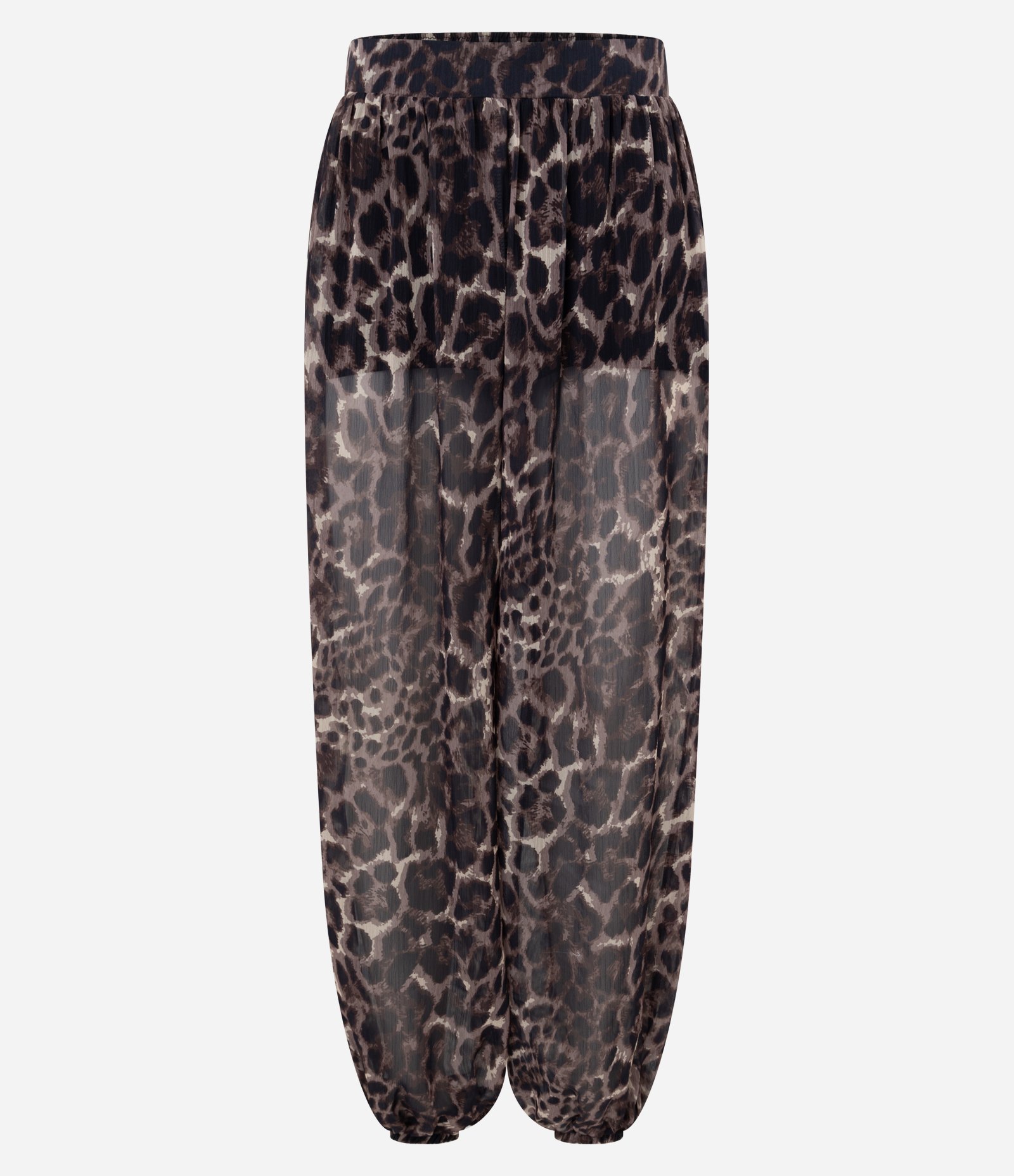 Calça Aladim em Chiffon Animal Print Marrom 5