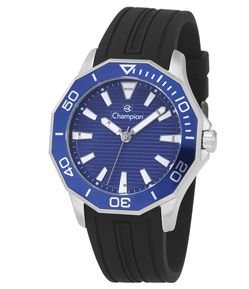 Relógio Silicone Masculino Analógico com Caixa em Metal e Pulseira em Silicone Champion