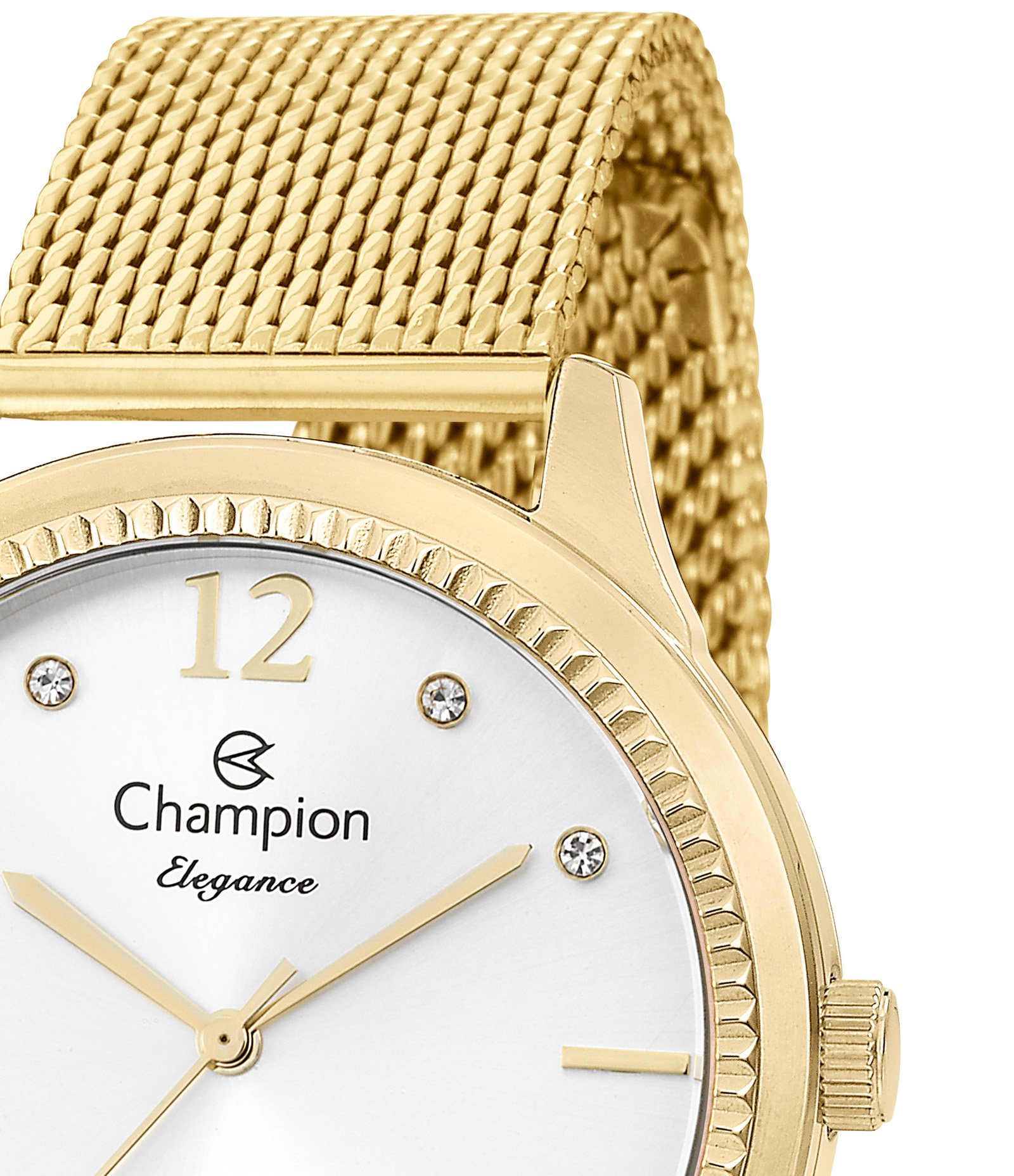 Kit Relógio Analógico Aço Feminino Champion Dourado 2