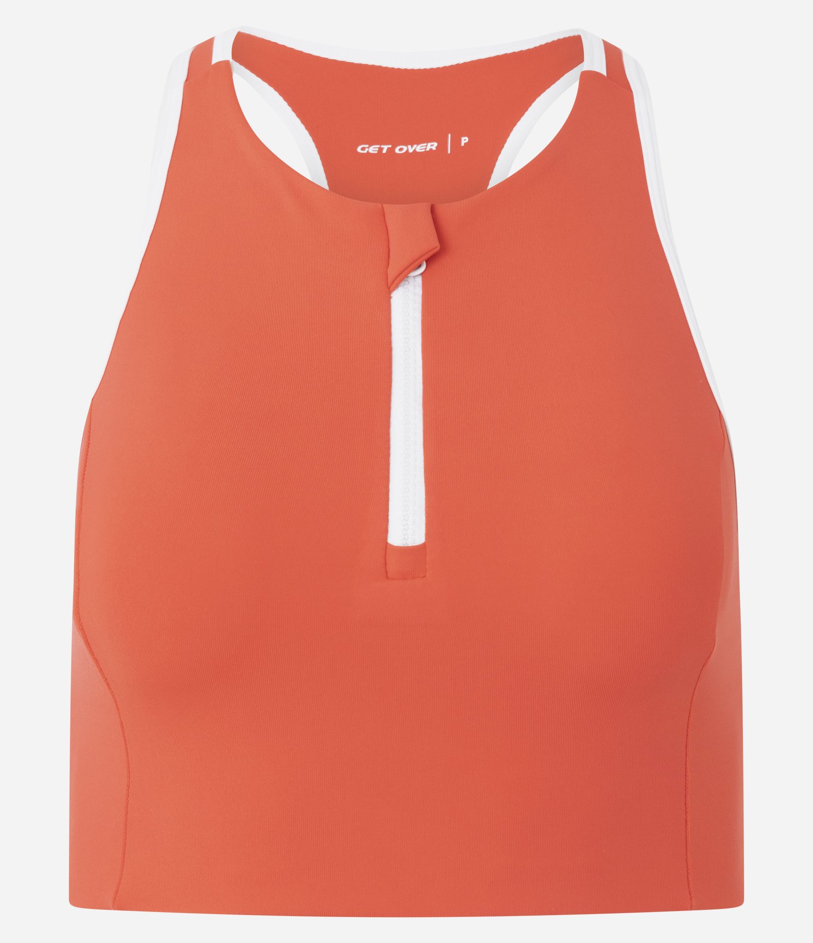 Top Esportivo em Microfibra Gola Halter com Zíper Laranja 5
