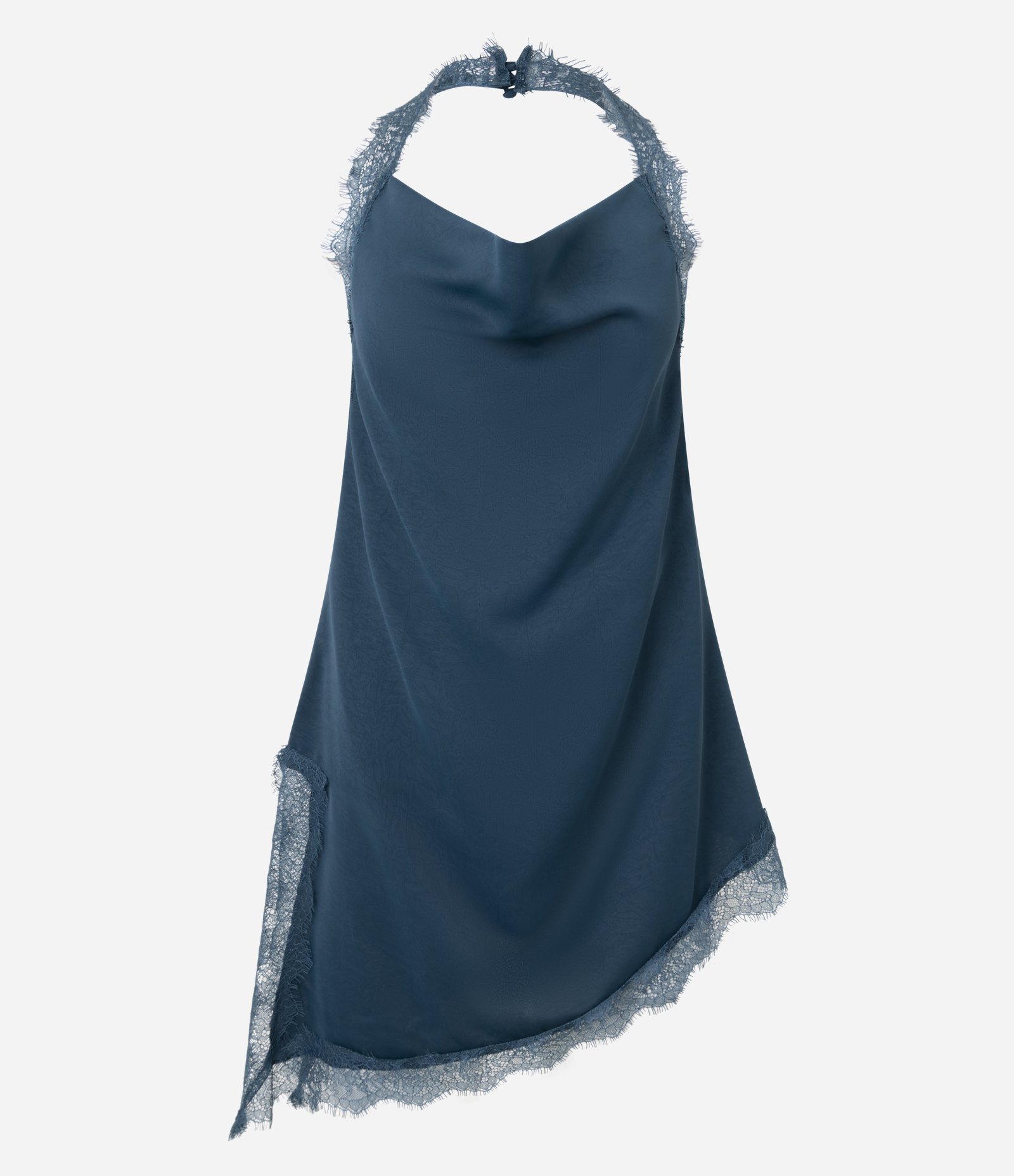 Blusa Frente Única em Cetim com Decote Degagê e Renda na Barra Verde 3