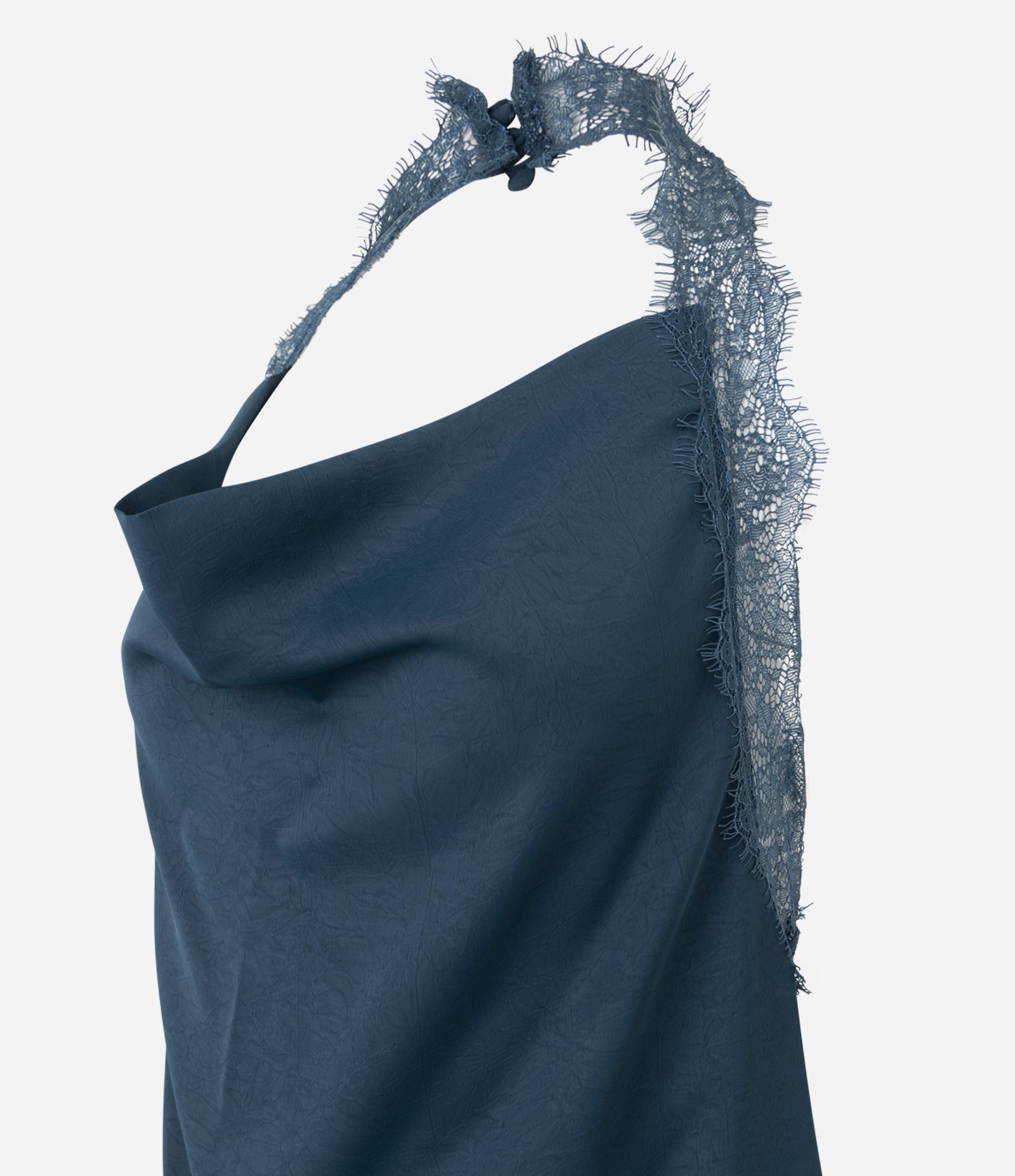 Blusa Frente Única em Cetim com Decote Degagê e Renda na Barra Verde 4