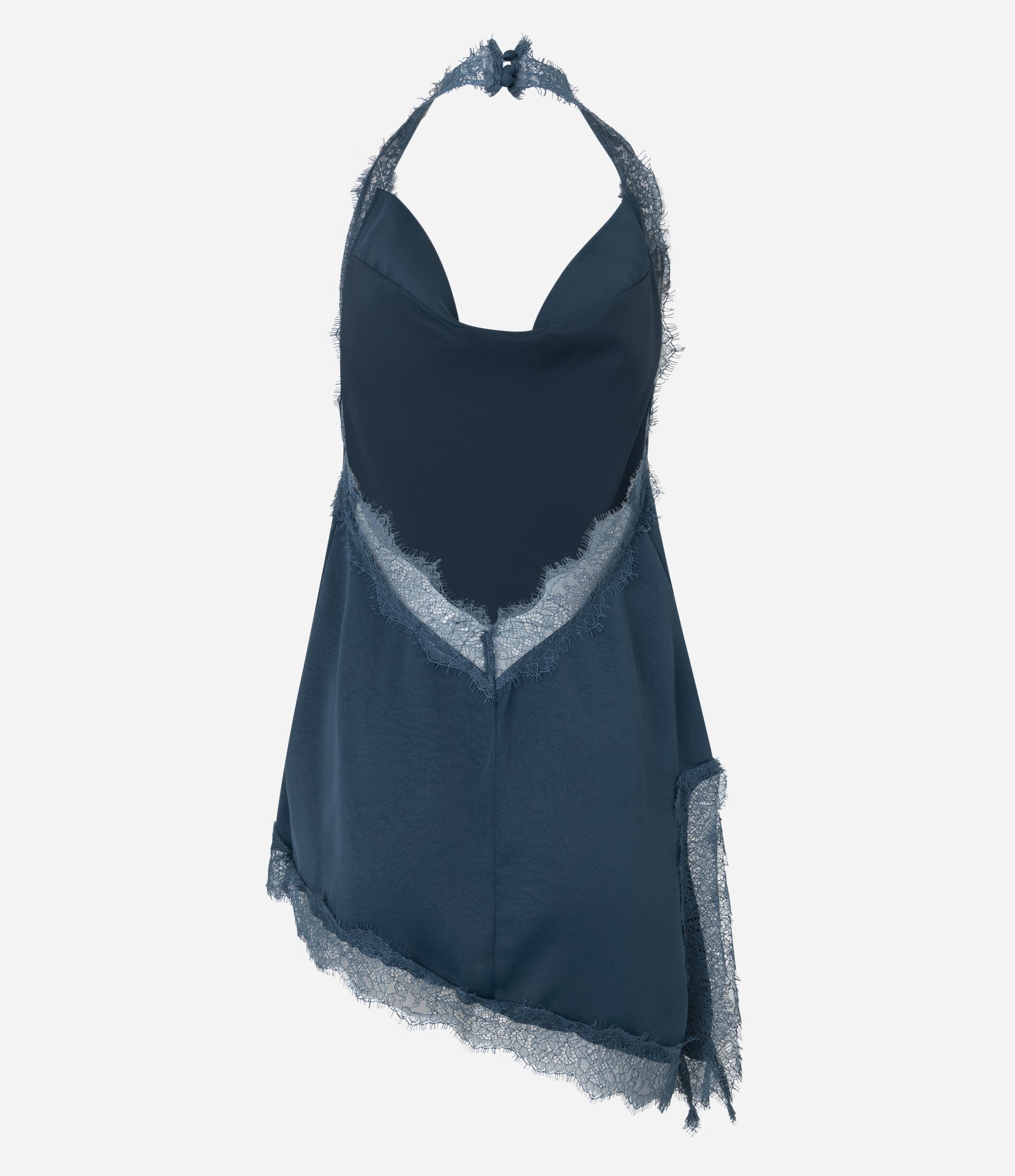 Blusa Frente Única em Cetim com Decote Degagê e Renda na Barra Verde 5