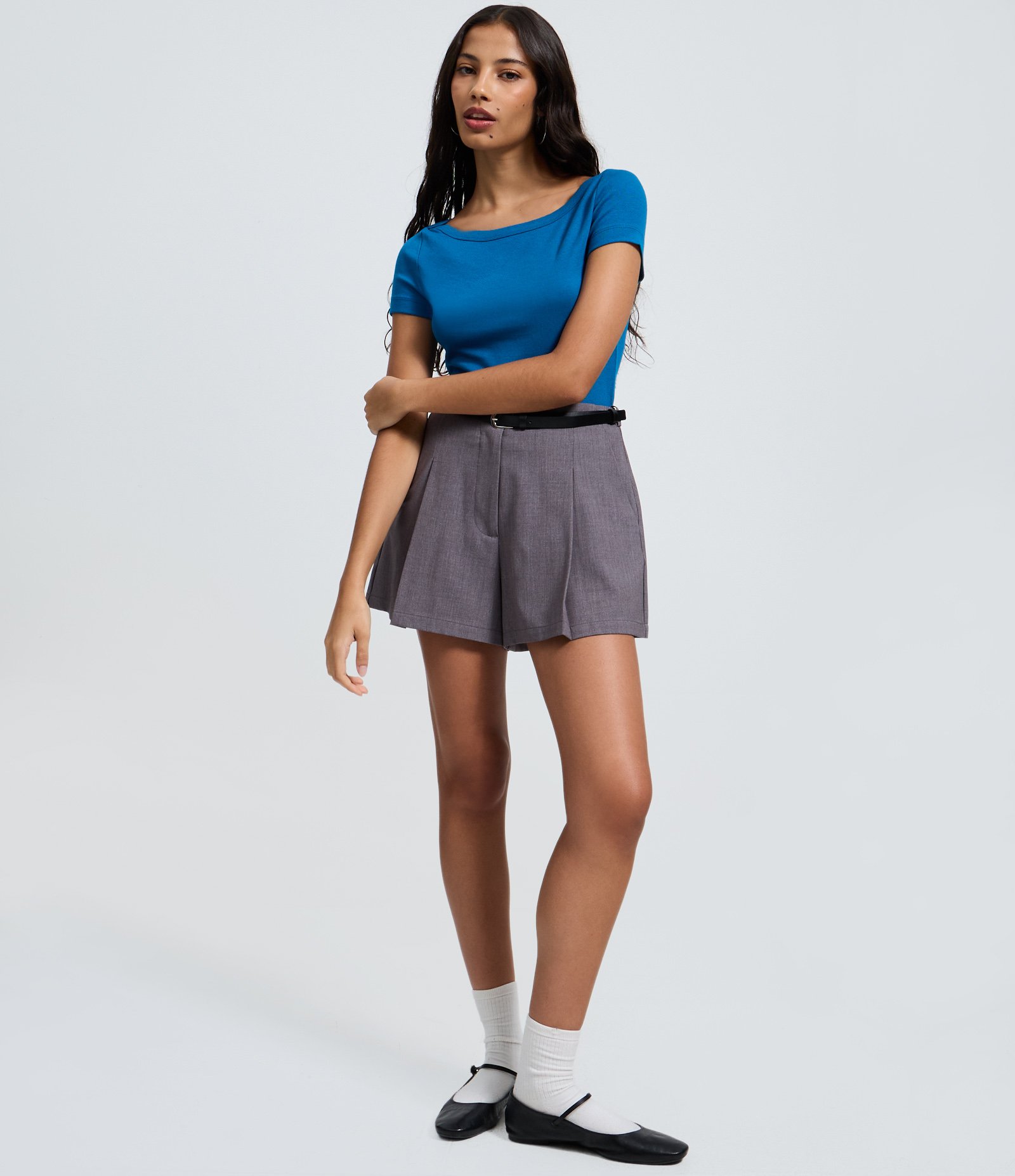 Blusa em Modal com Decote Canoa Azul 2