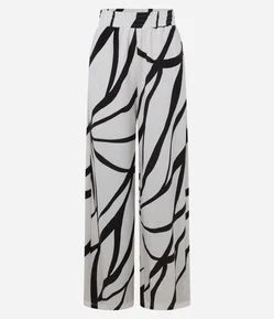 Calça Reta Comprida com Estampa Abstrata