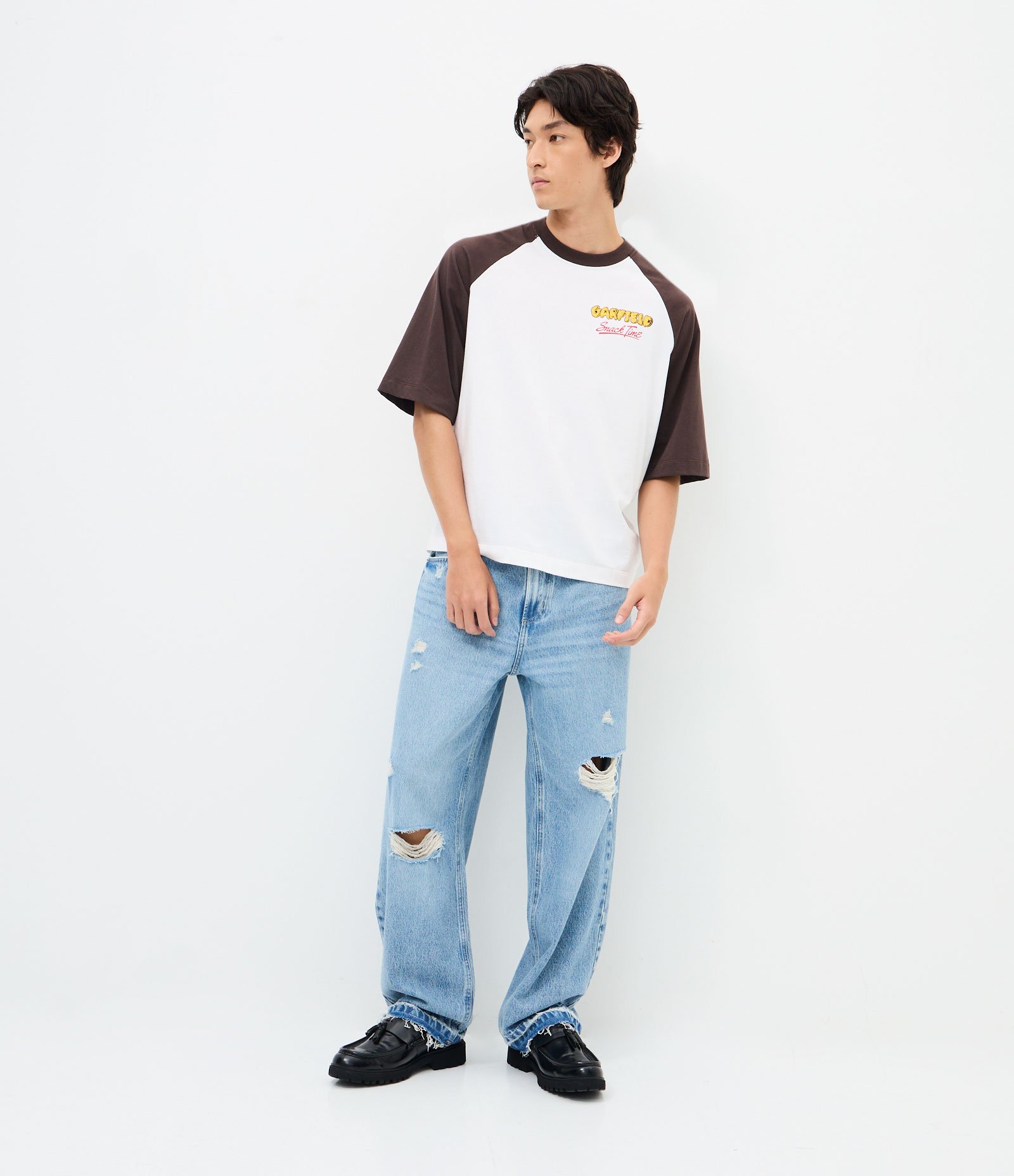 Camiseta Manga Curta em Algodão Garfield Branco 3