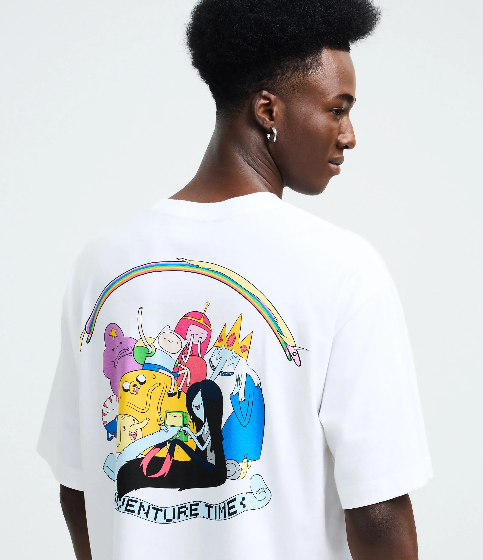 Camiseta Manga Curta em Algodão com Estampa Hora de Aventura Branco 1