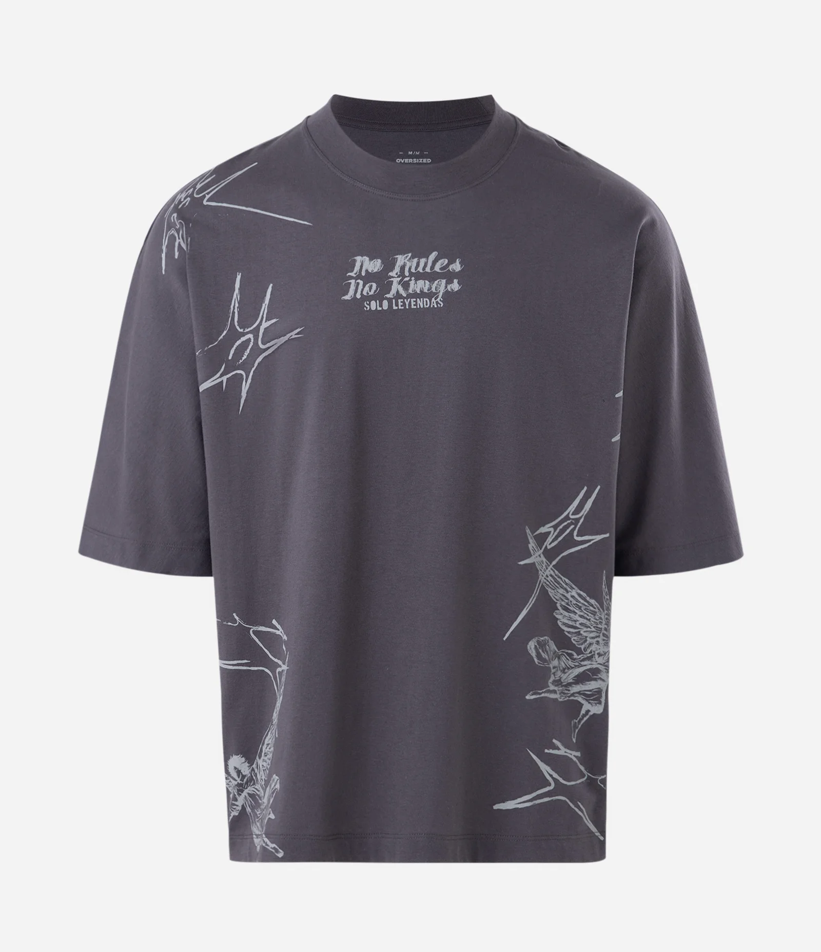 Camiseta Oversized Manga Curta em Algodão com Estampa No Mercy Preto 5