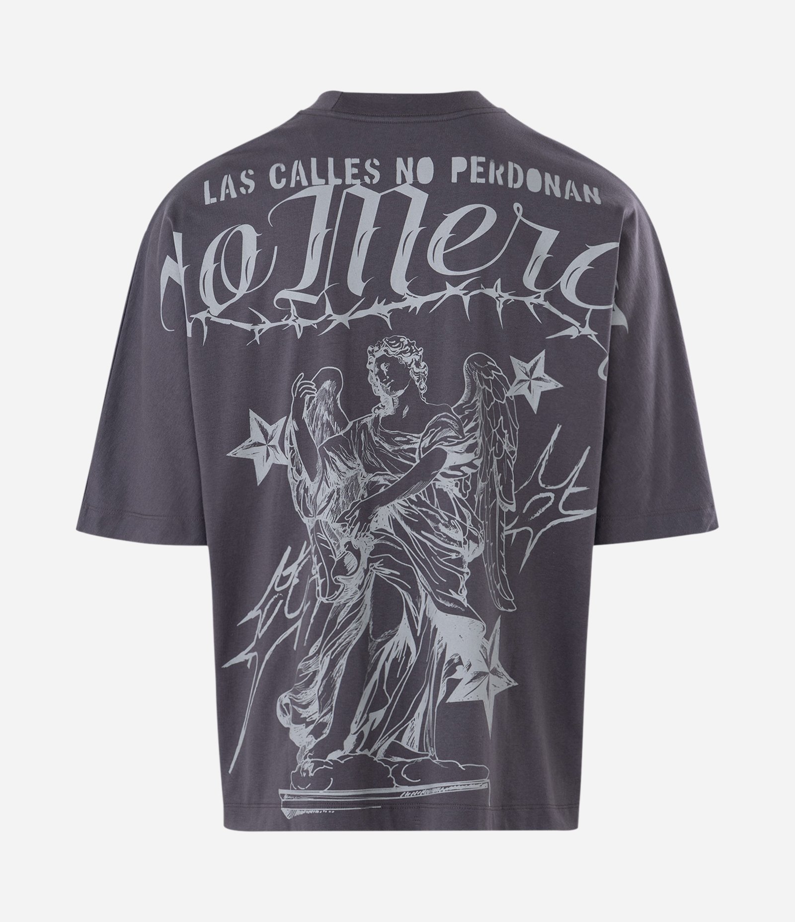 Camiseta Oversized Manga Curta em Algodão com Estampa No Mercy Preto 6