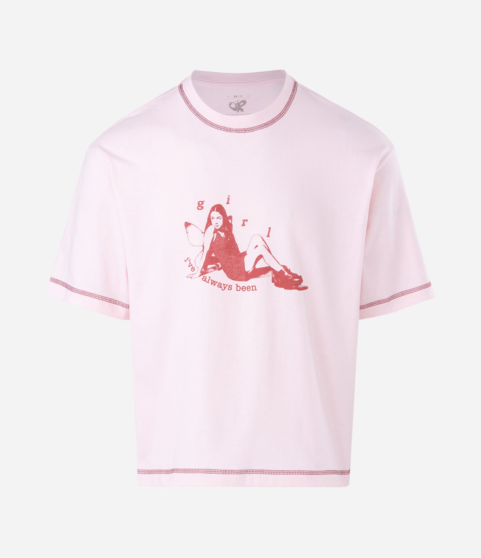 Camiseta Manga Curta em Algodão com Estampa Girl Rosa 4