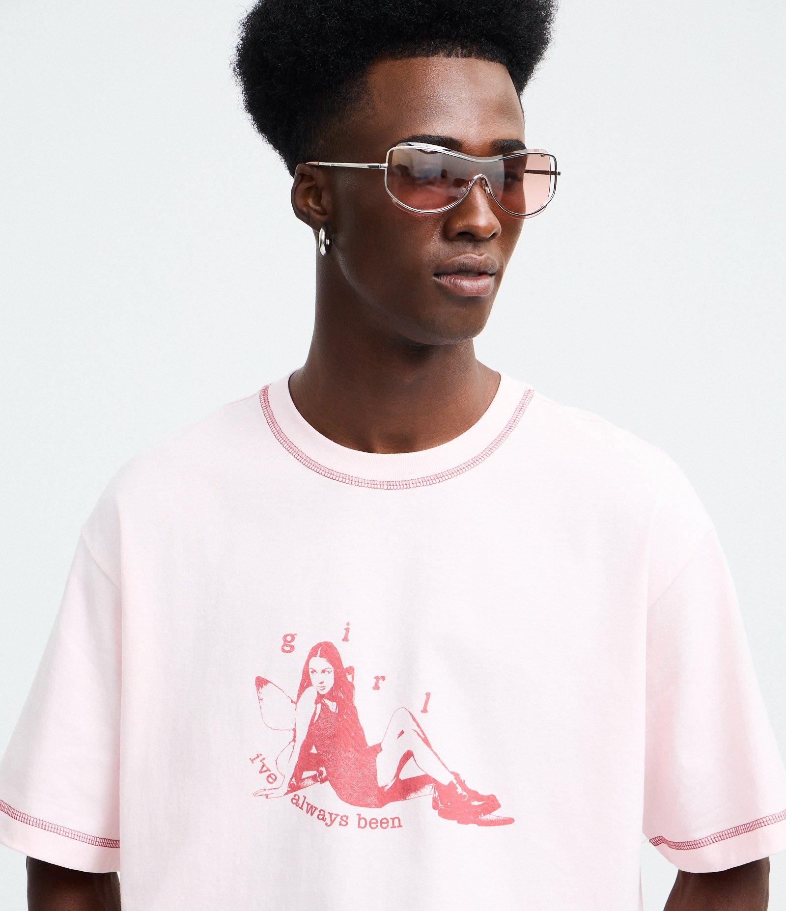 Camiseta Manga Curta em Algodão com Estampa Girl Rosa 3