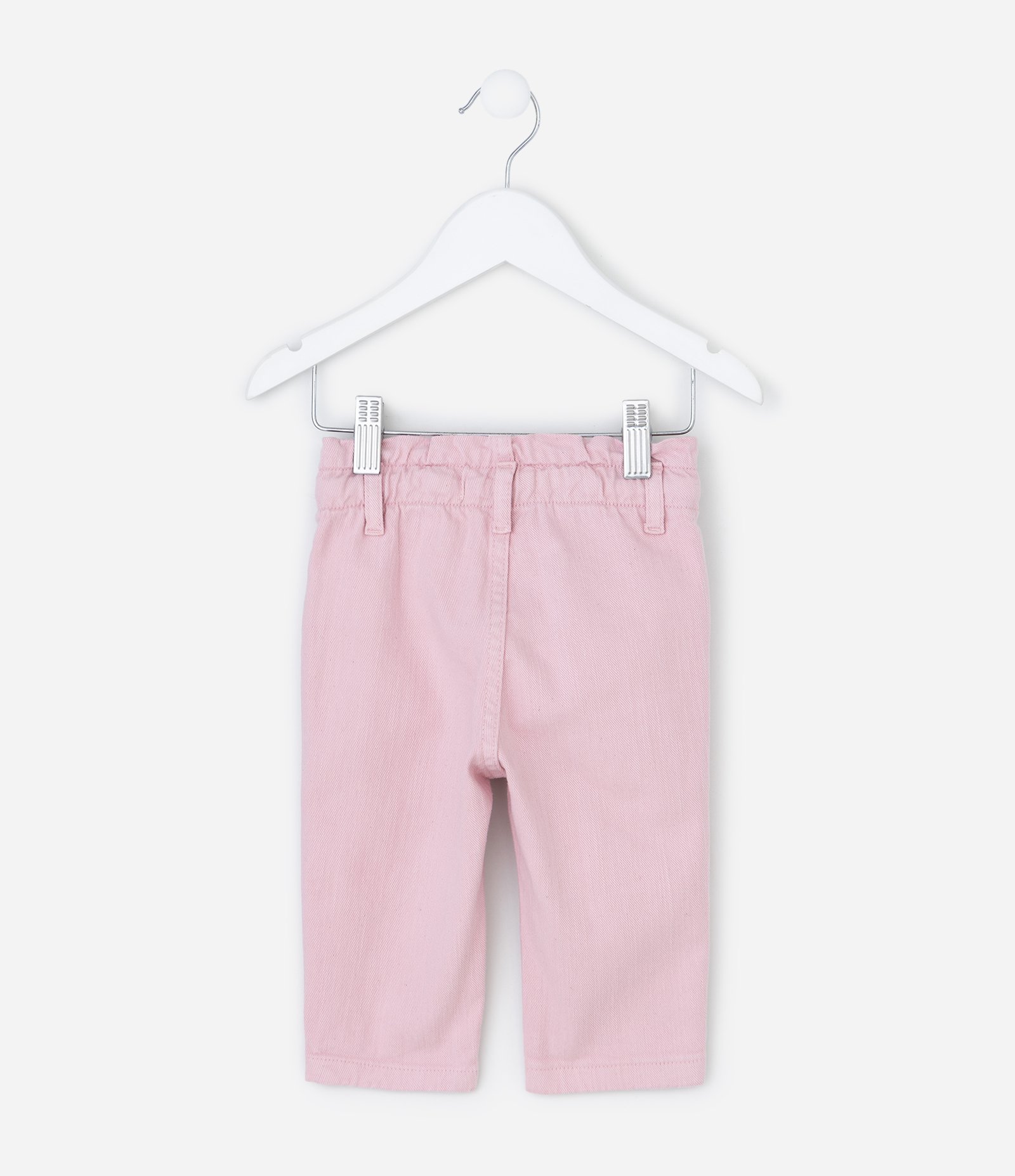 Calça Infantil em Sarja com Lavagem Estonada – Tam 3 a 18 Meses Rosa Claro 2