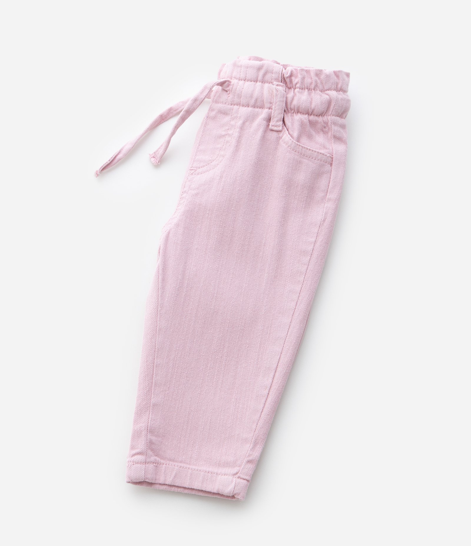 Calça Infantil em Sarja com Lavagem Estonada – Tam 3 a 18 Meses Rosa Claro 4