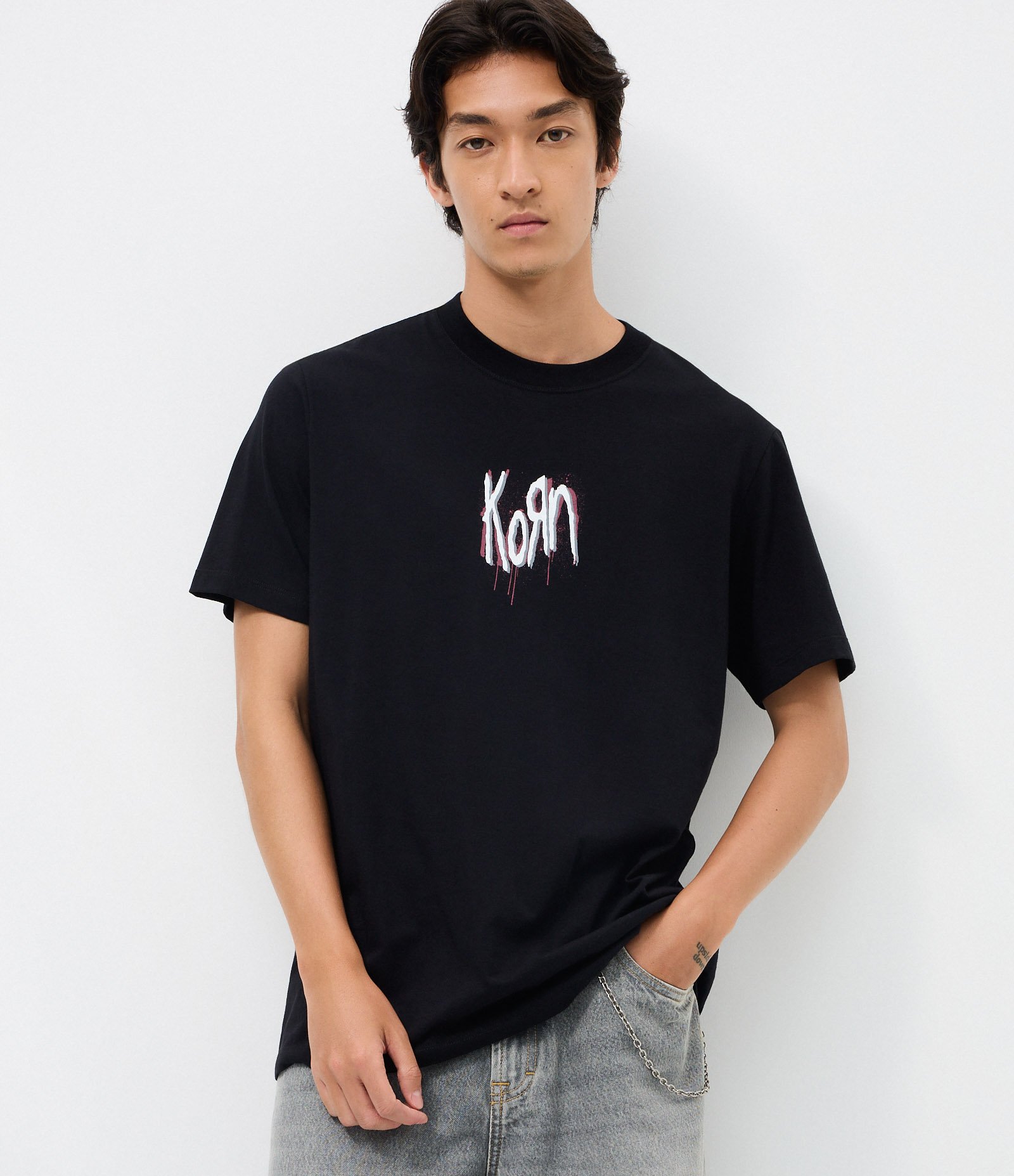 Camiseta Manga Curta em Algodão do Korn Preto 1