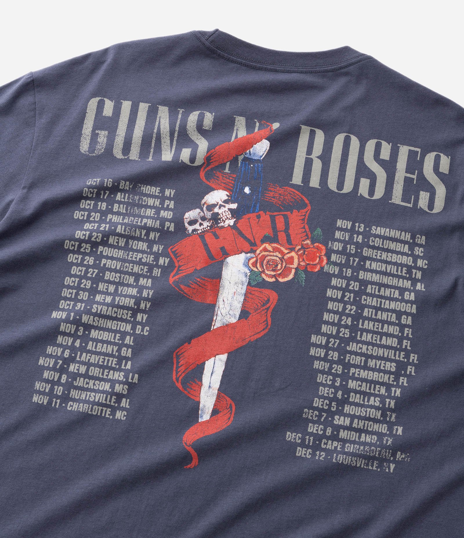 Camiseta Manga Curta em Algodão com Estampa Guns and Roses Azul 3