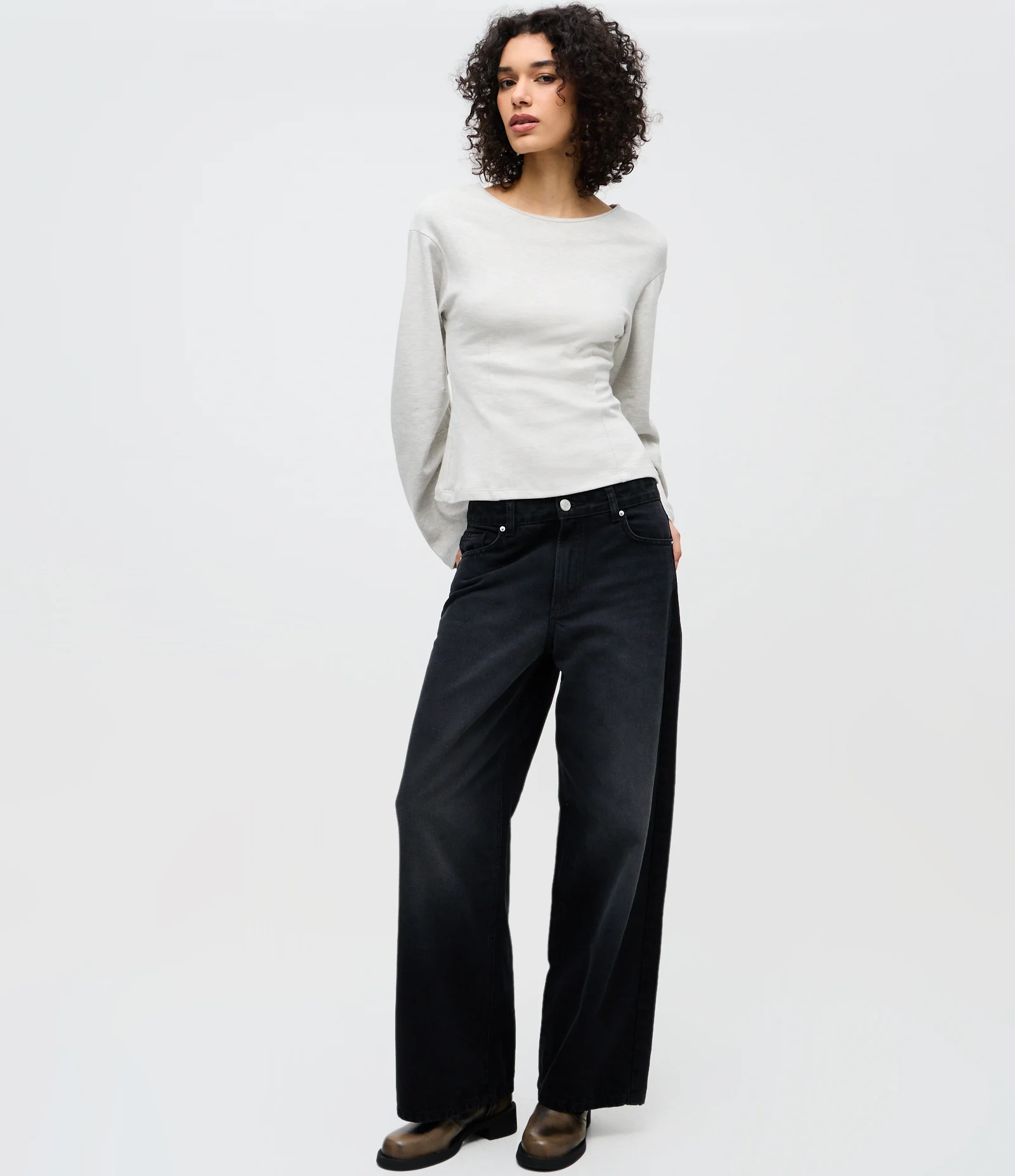 Blusa Regular com Manga Longa Ampla Off White 2