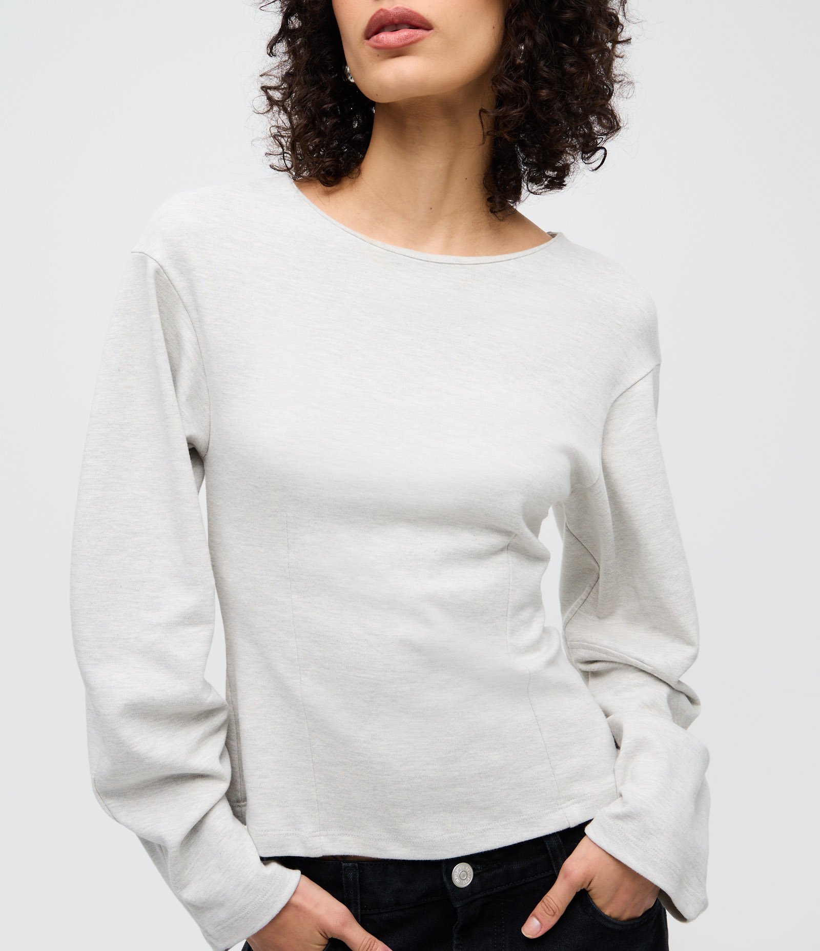 Blusa Regular com Manga Longa Ampla Off White 3