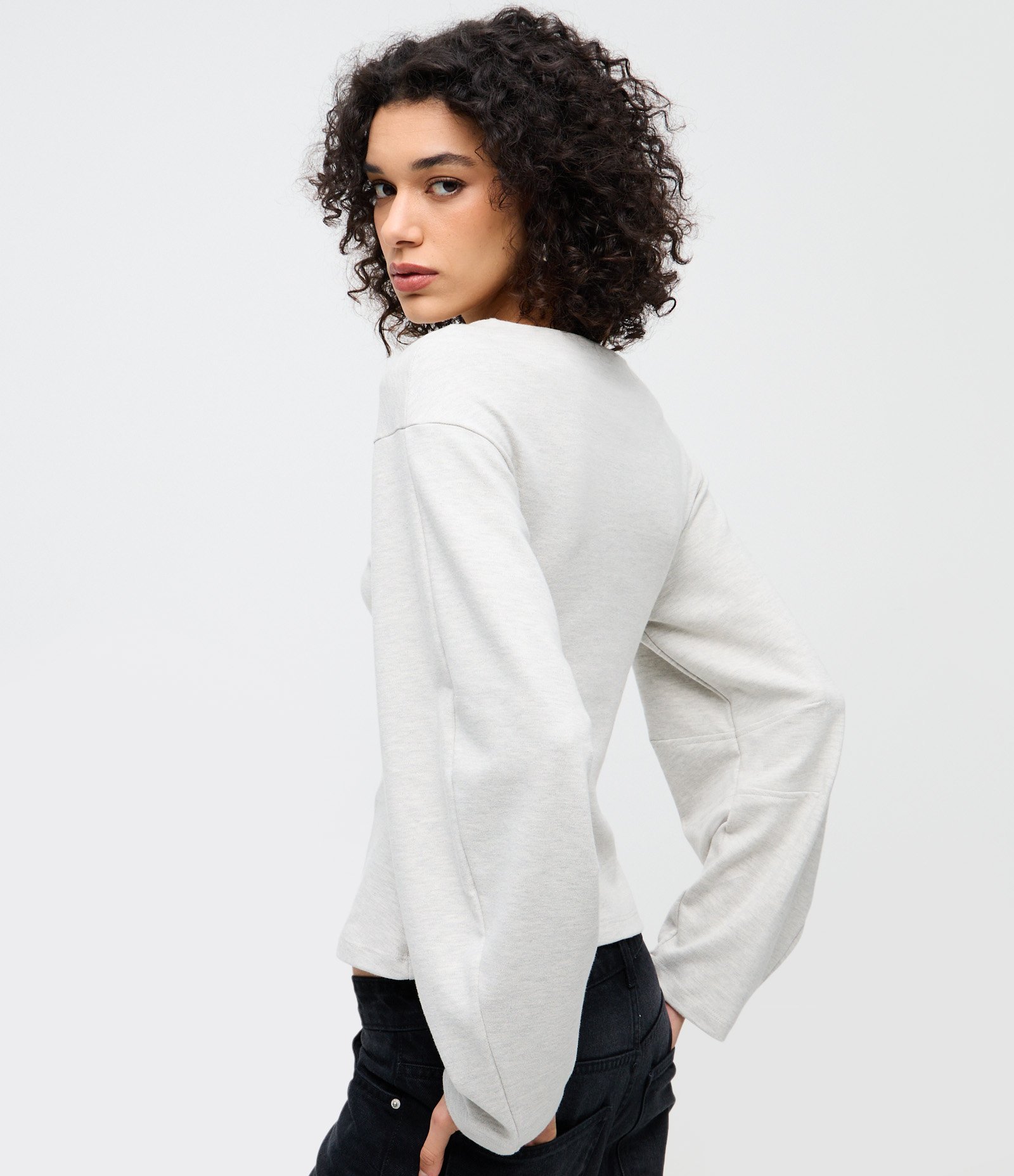 Blusa Regular com Manga Longa Ampla Off White 4