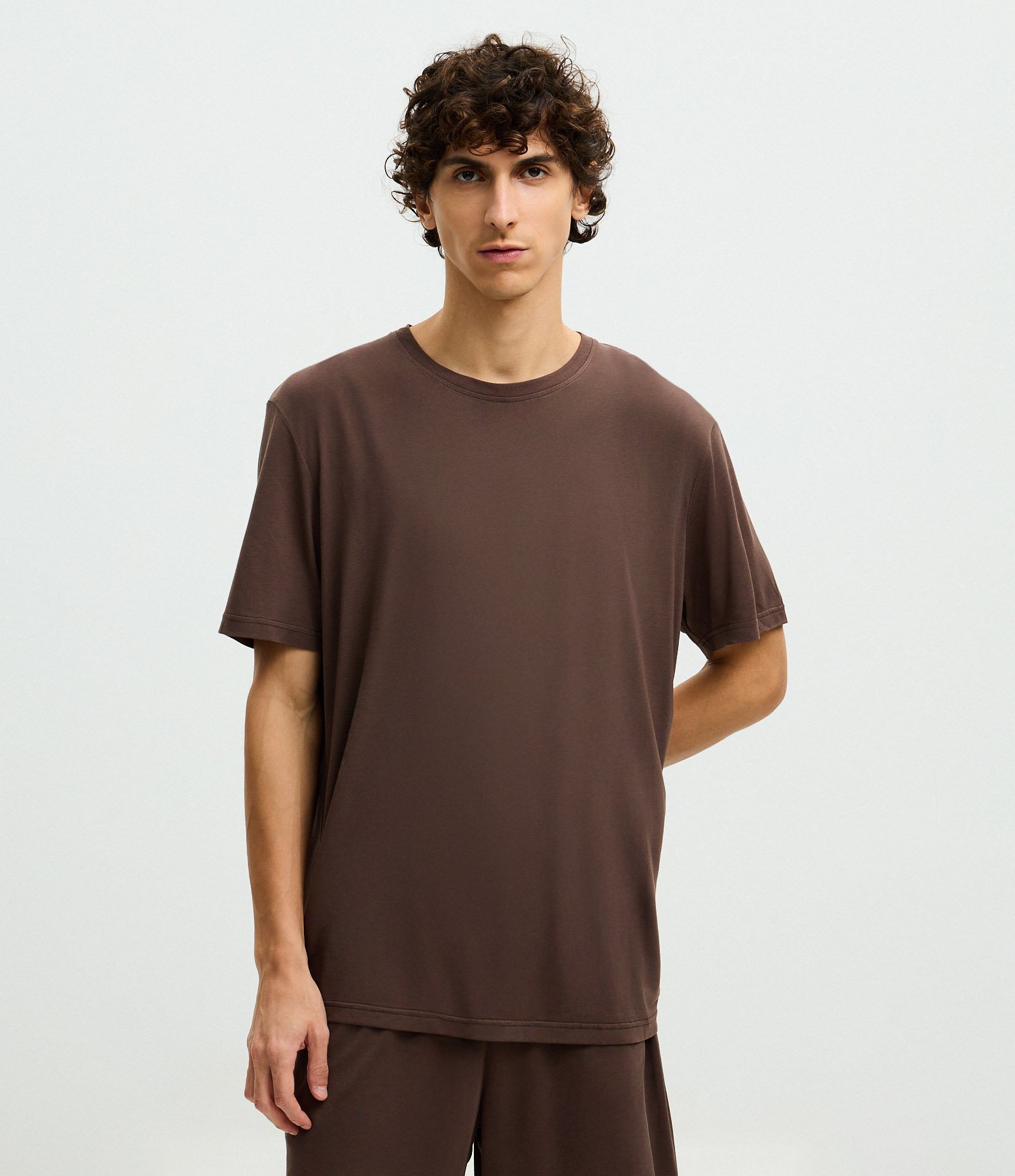 Pijama Curto em Modal Liso Marrom 2