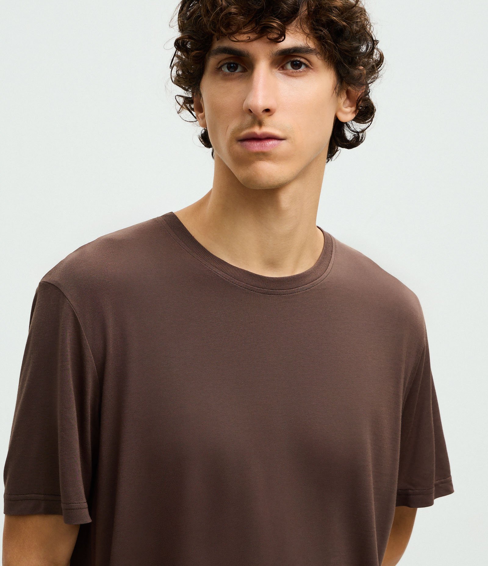 Pijama Curto em Modal Liso Marrom 4