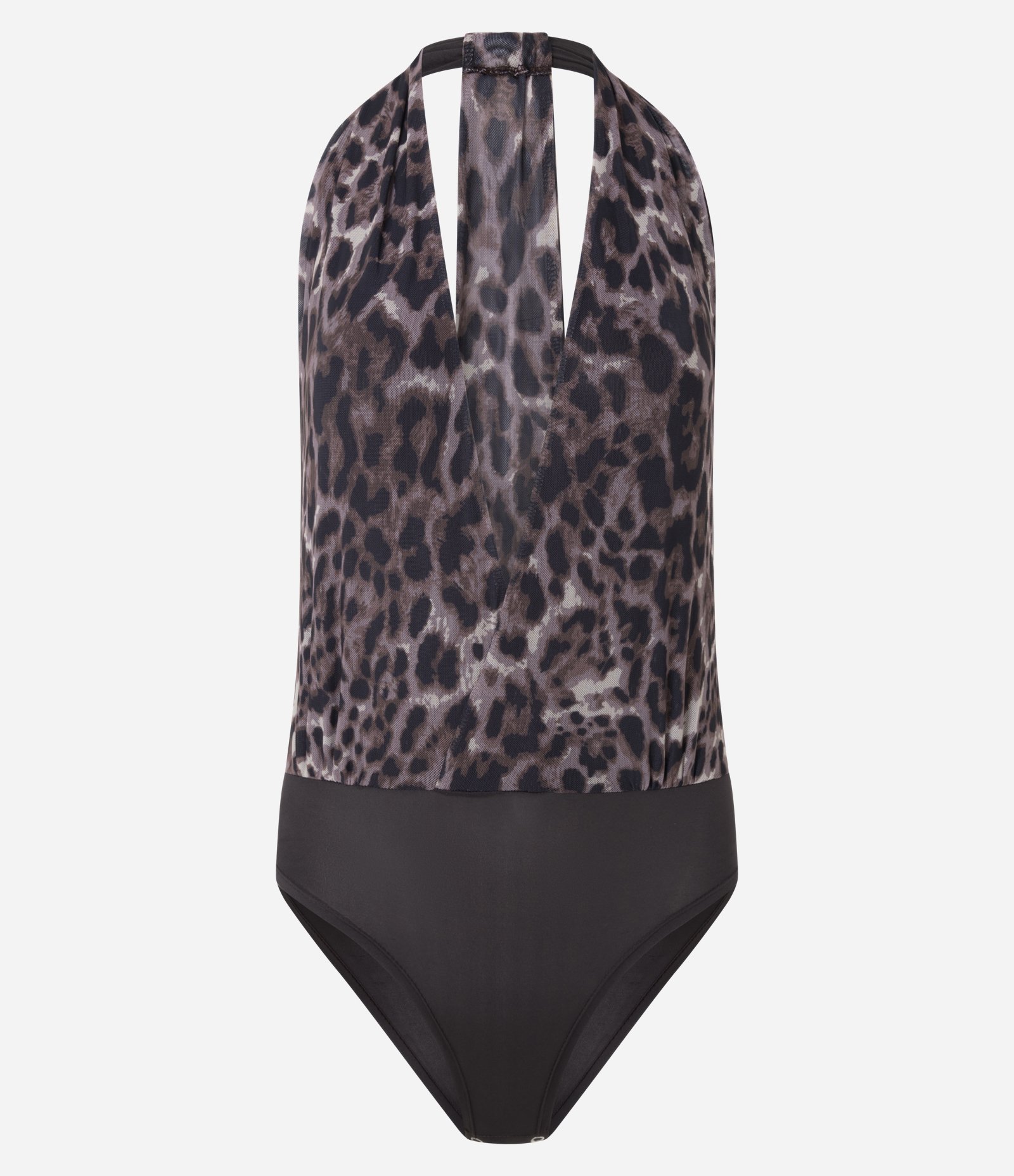Body Frente Única em Tule Animal Print Marrom 5