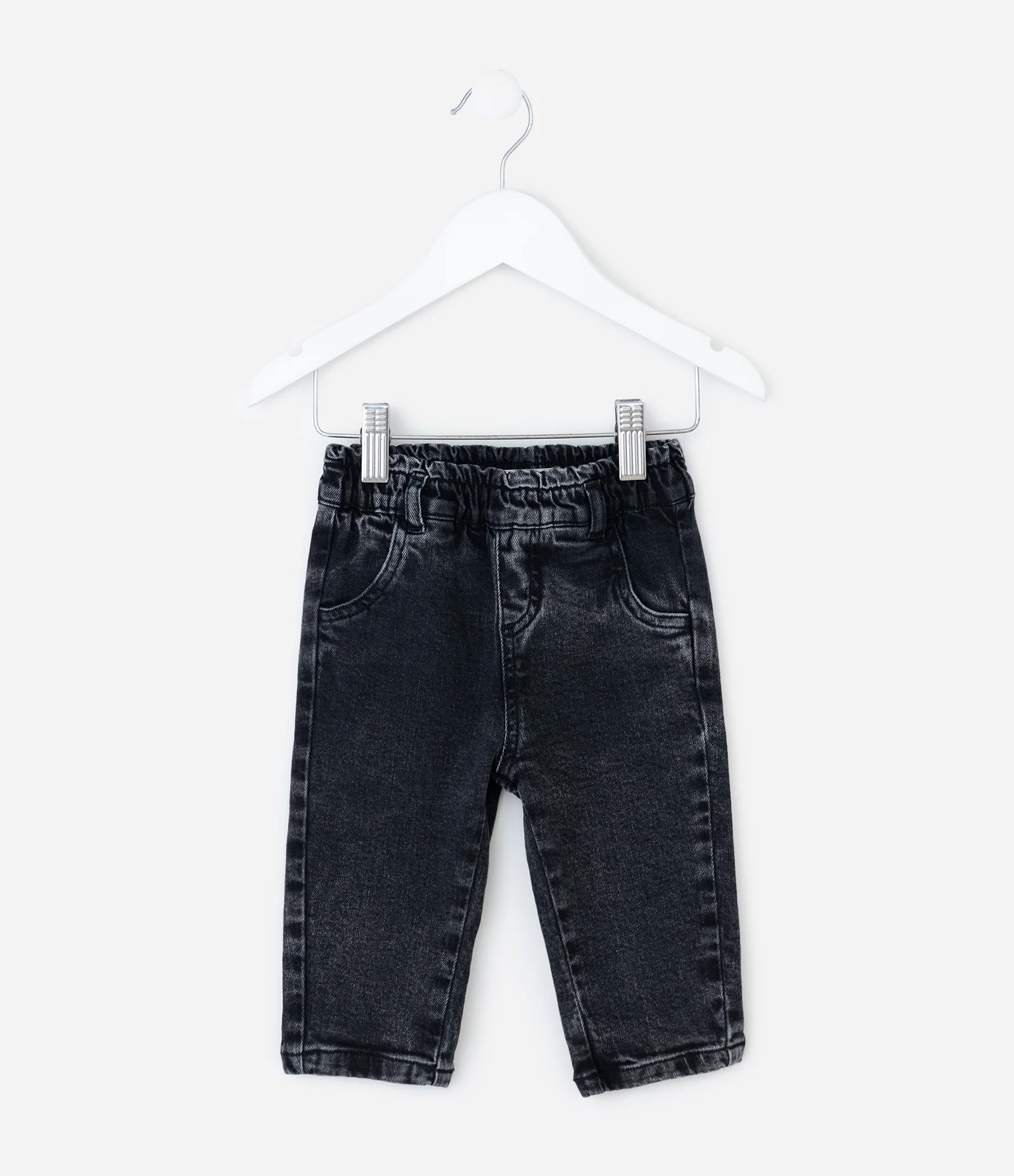 Calça Infantil em Jeans com Cós Elástico – Tam 3 a 18 Meses Preto 1