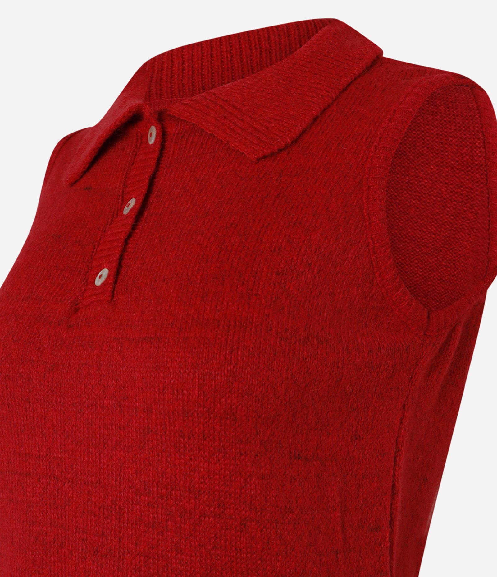 Colete em Tricô com Gola Polo e Botões Vermelho 3