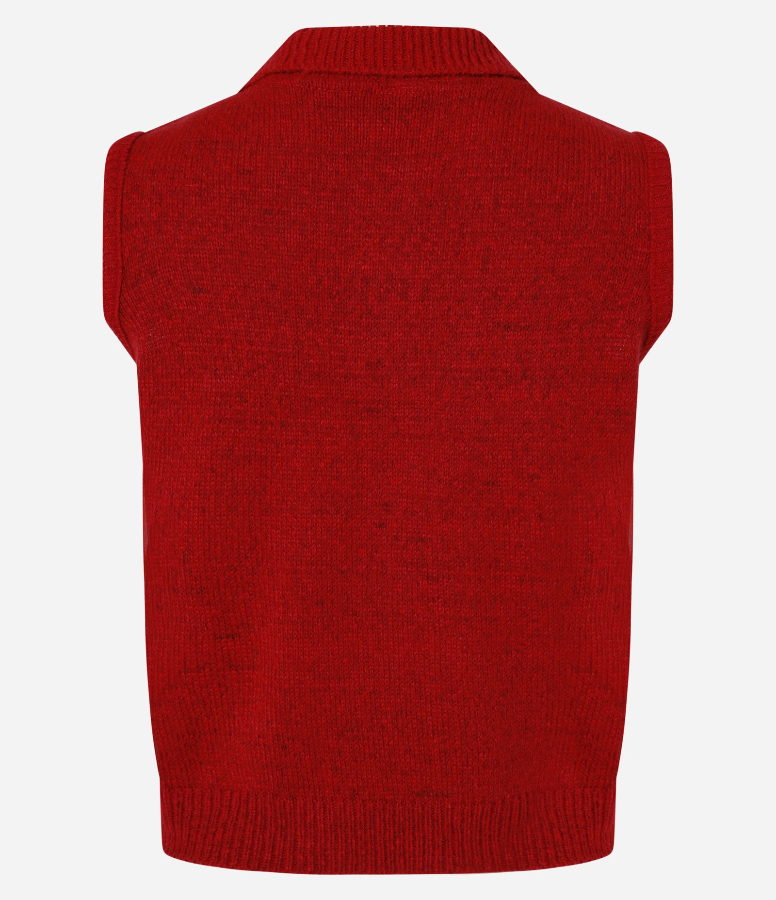 Colete em Tricô com Gola Polo e Botões Vermelho 4