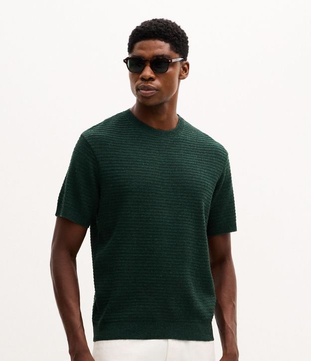 Camiseta Manga Curta em Tricoline Texturizada