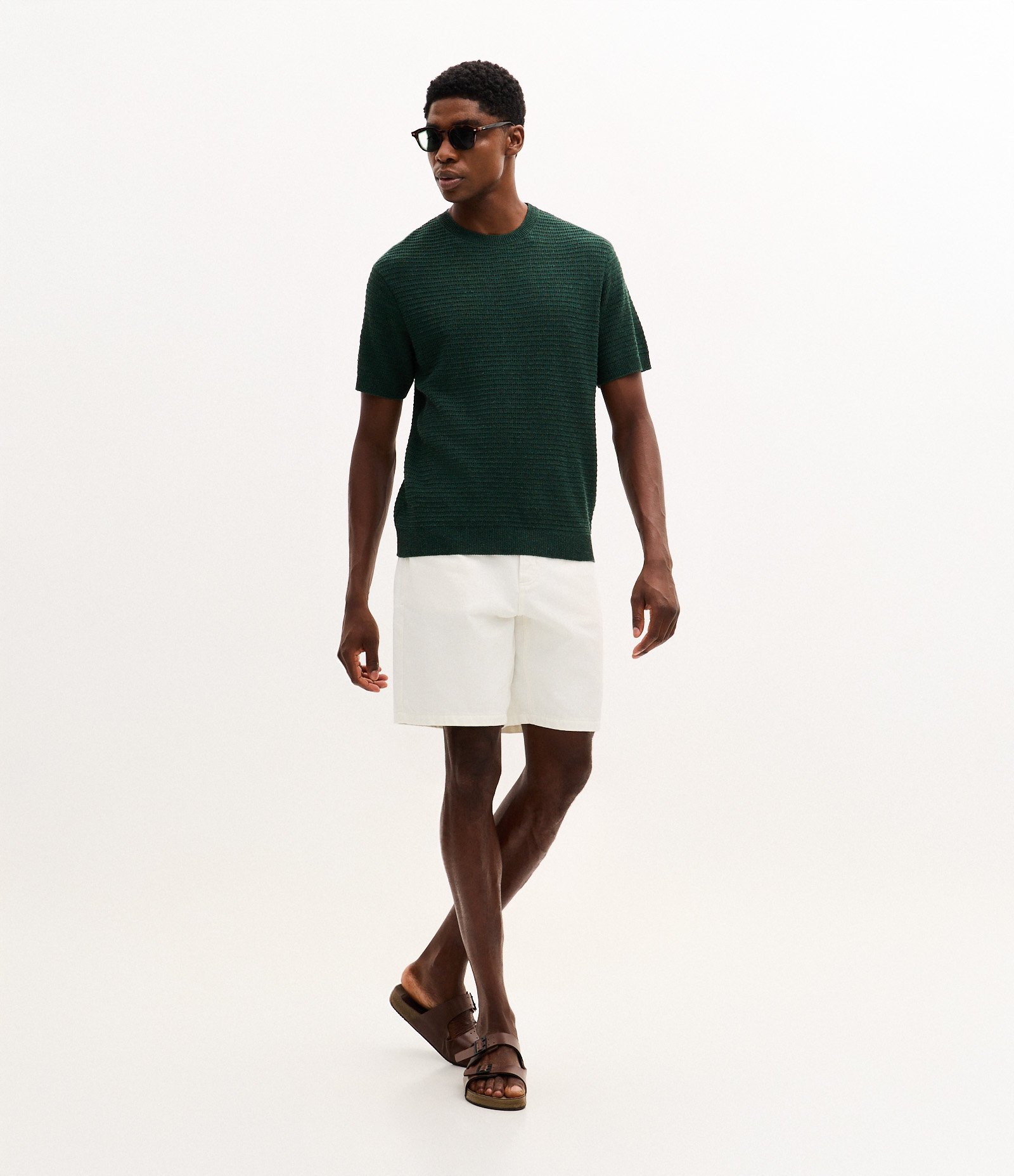 Camiseta Manga Curta em Tricoline Texturizada Verde 2