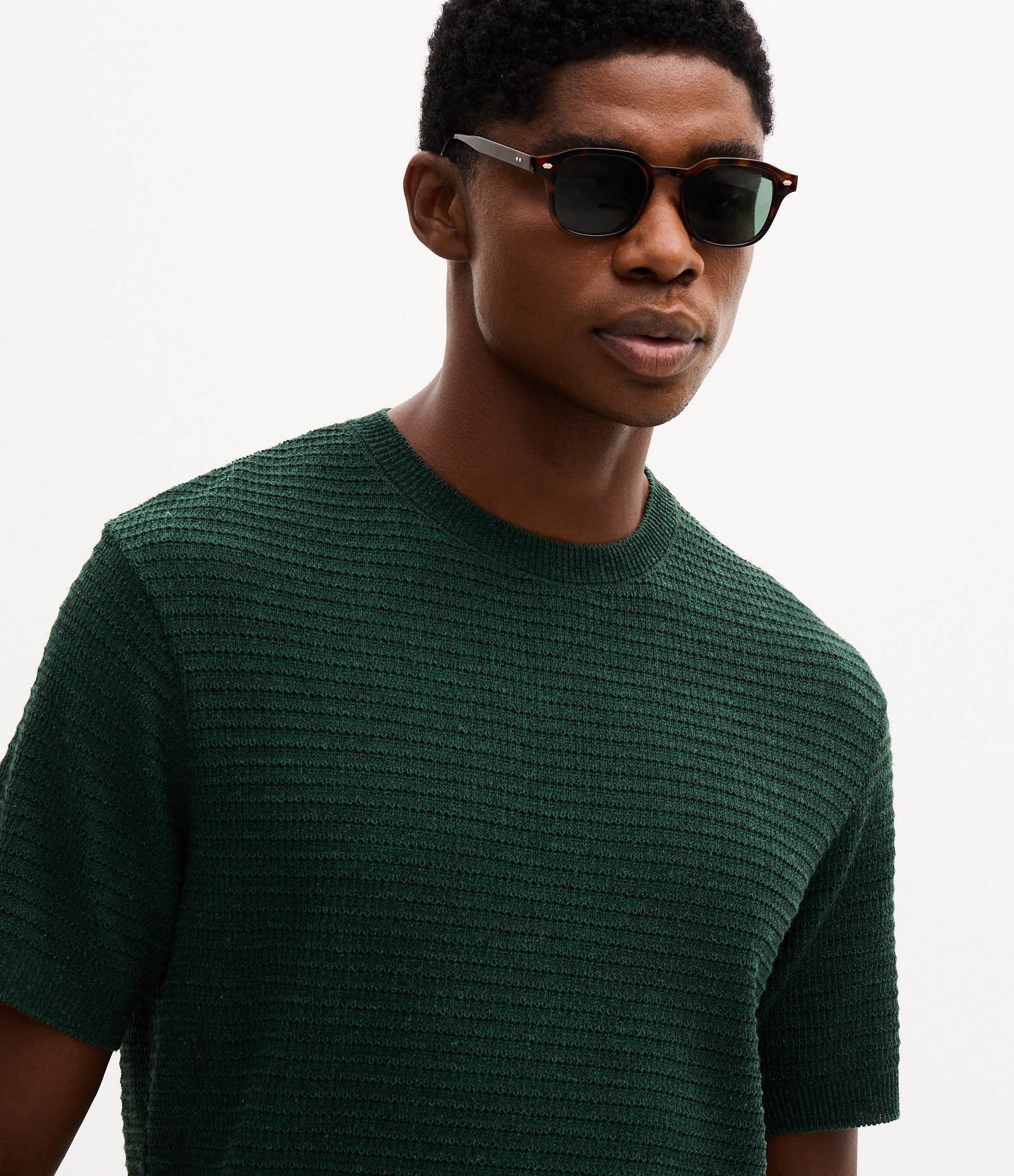 Camiseta Manga Curta em Tricoline Texturizada Verde 4