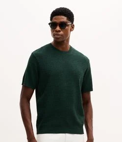 Camiseta Manga Curta em Tricoline Texturizada