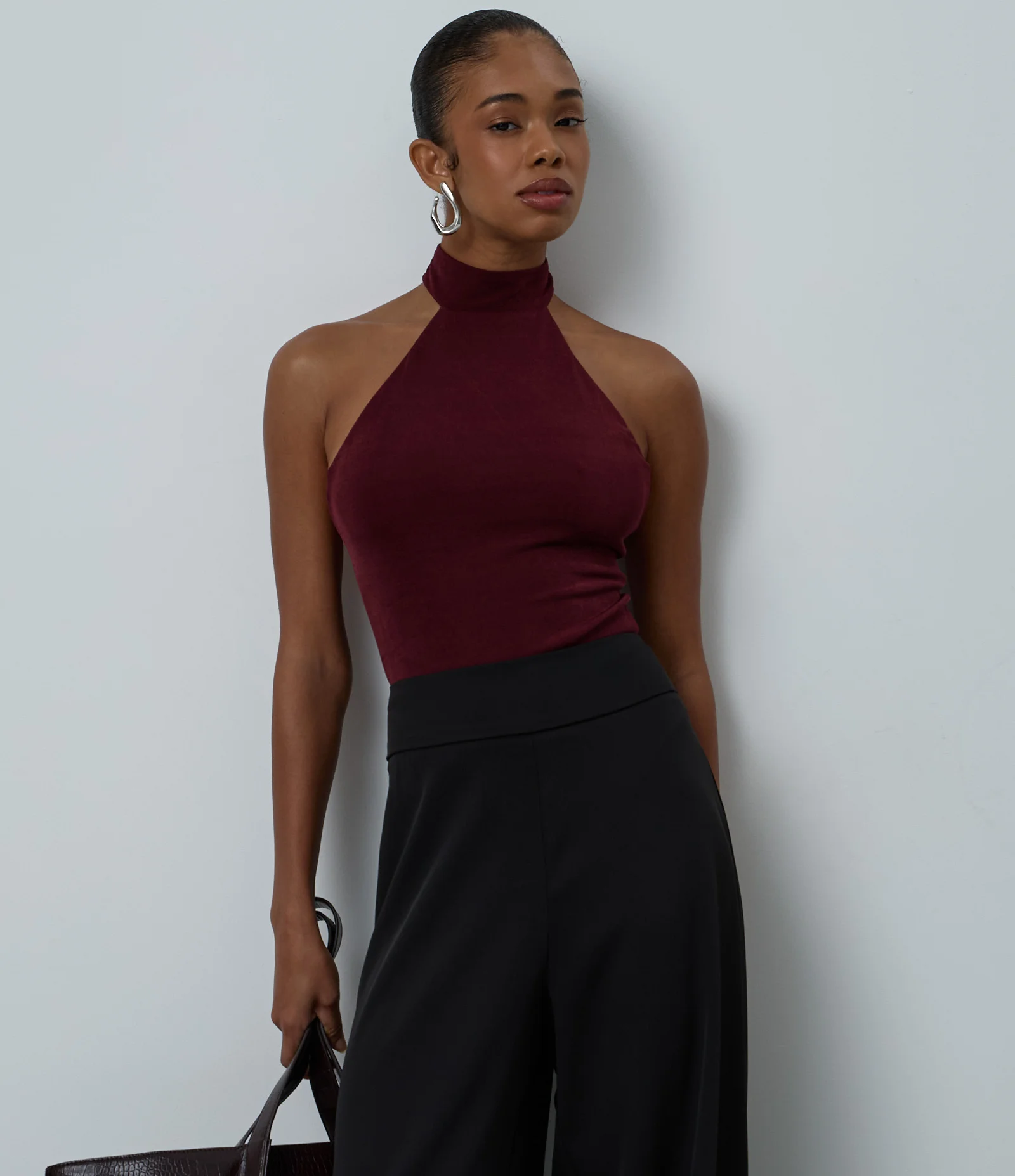 Body Halter em Ribana com Fechamento na Gola Bordô 1