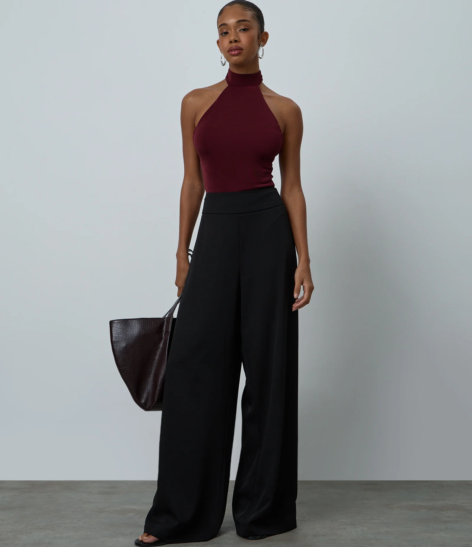 Body Halter em Ribana com Fechamento na Gola Bordô 2