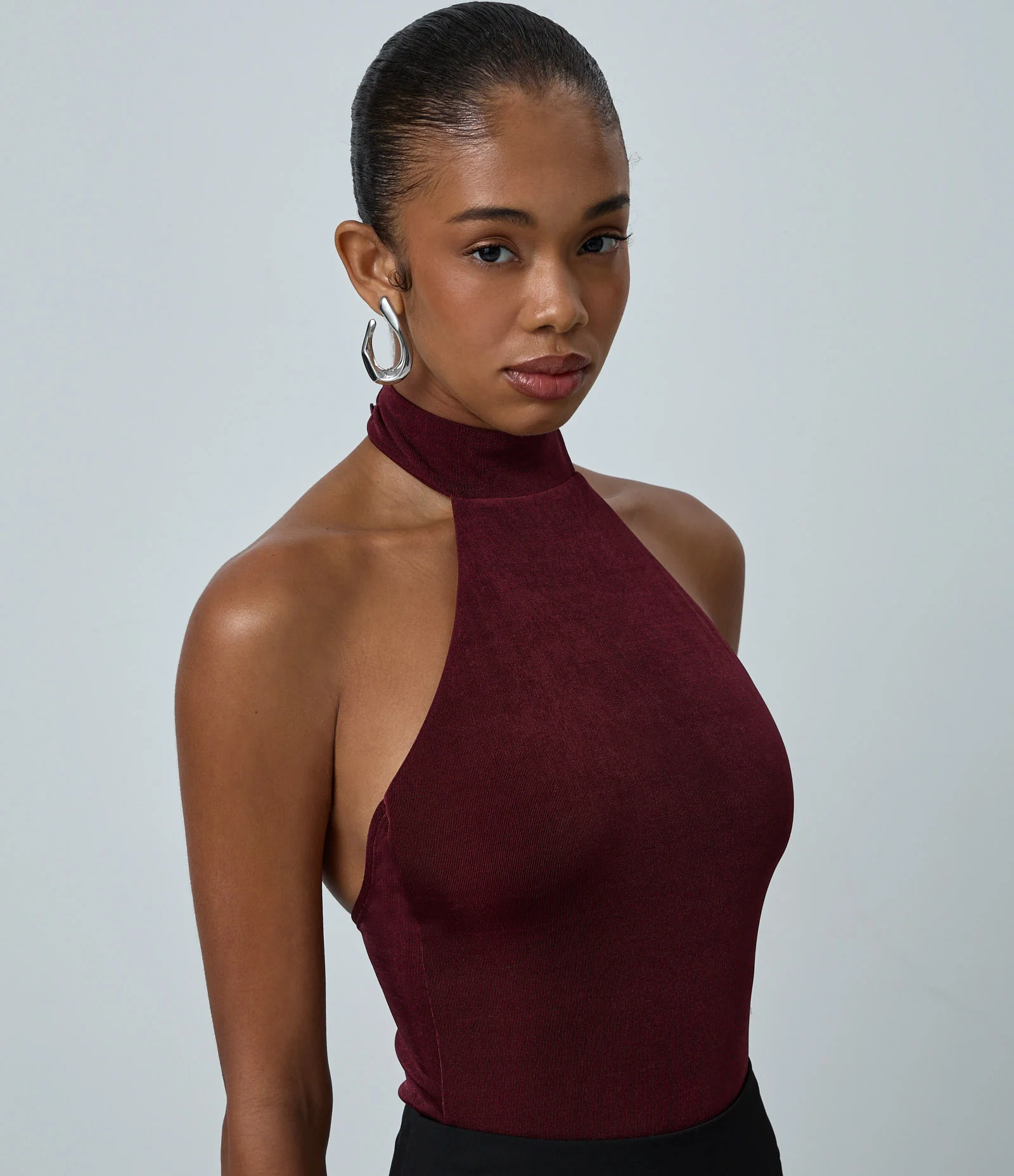 Body Halter em Ribana com Fechamento na Gola Bordô 3