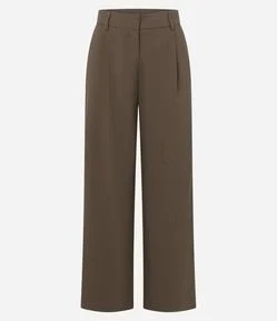 Calça Reta Alfaiatada com Estampa Pied de Poule