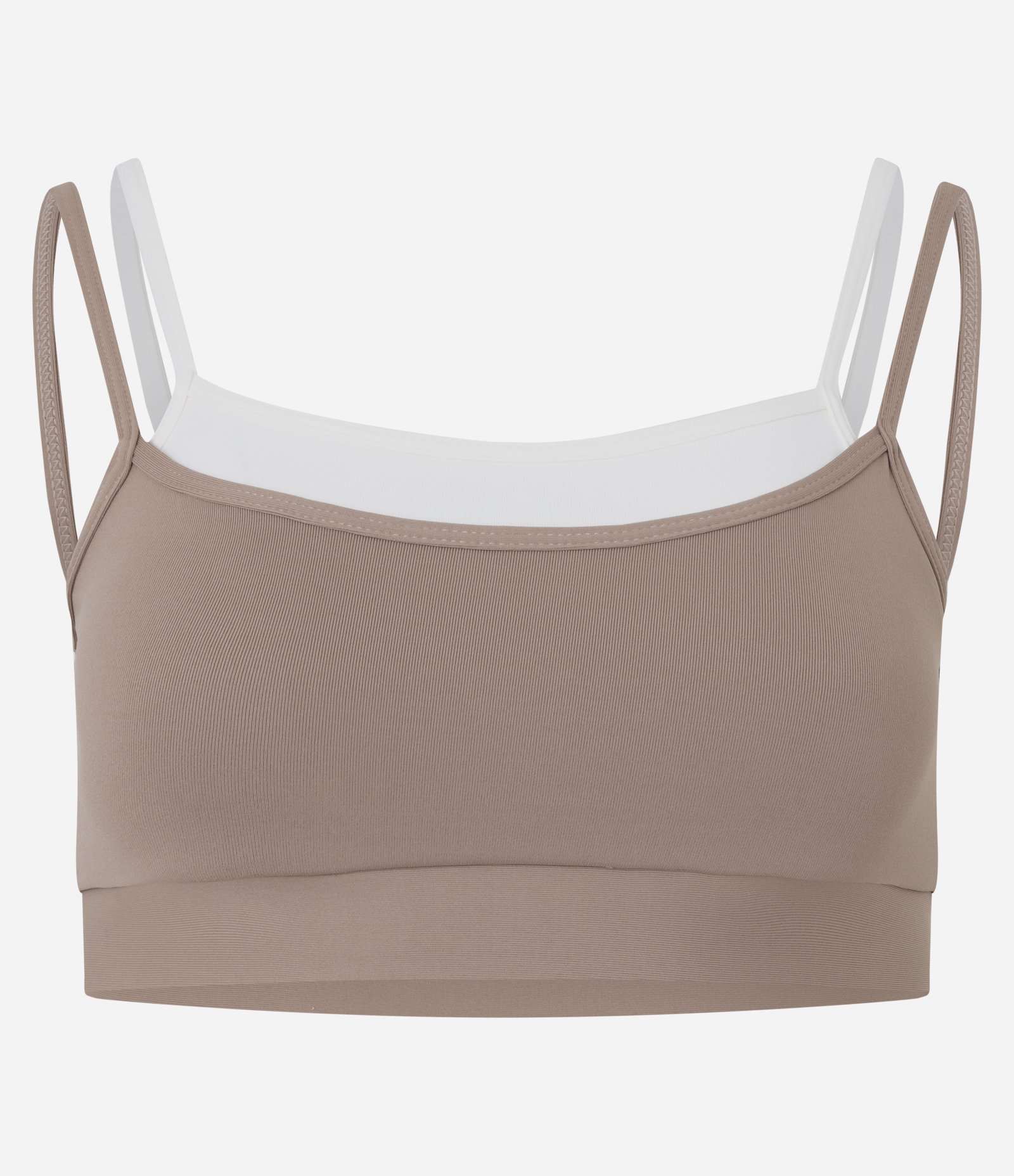 Top Esportivo em Microfibra com Sobreposição Bege/Branco 5