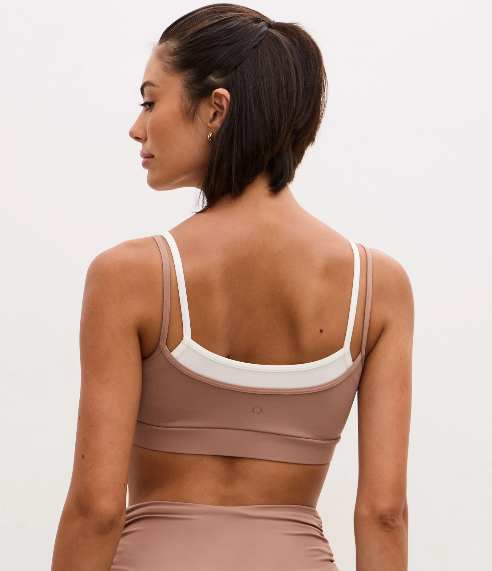 Top Esportivo em Microfibra com Sobreposição Bege/Branco 3