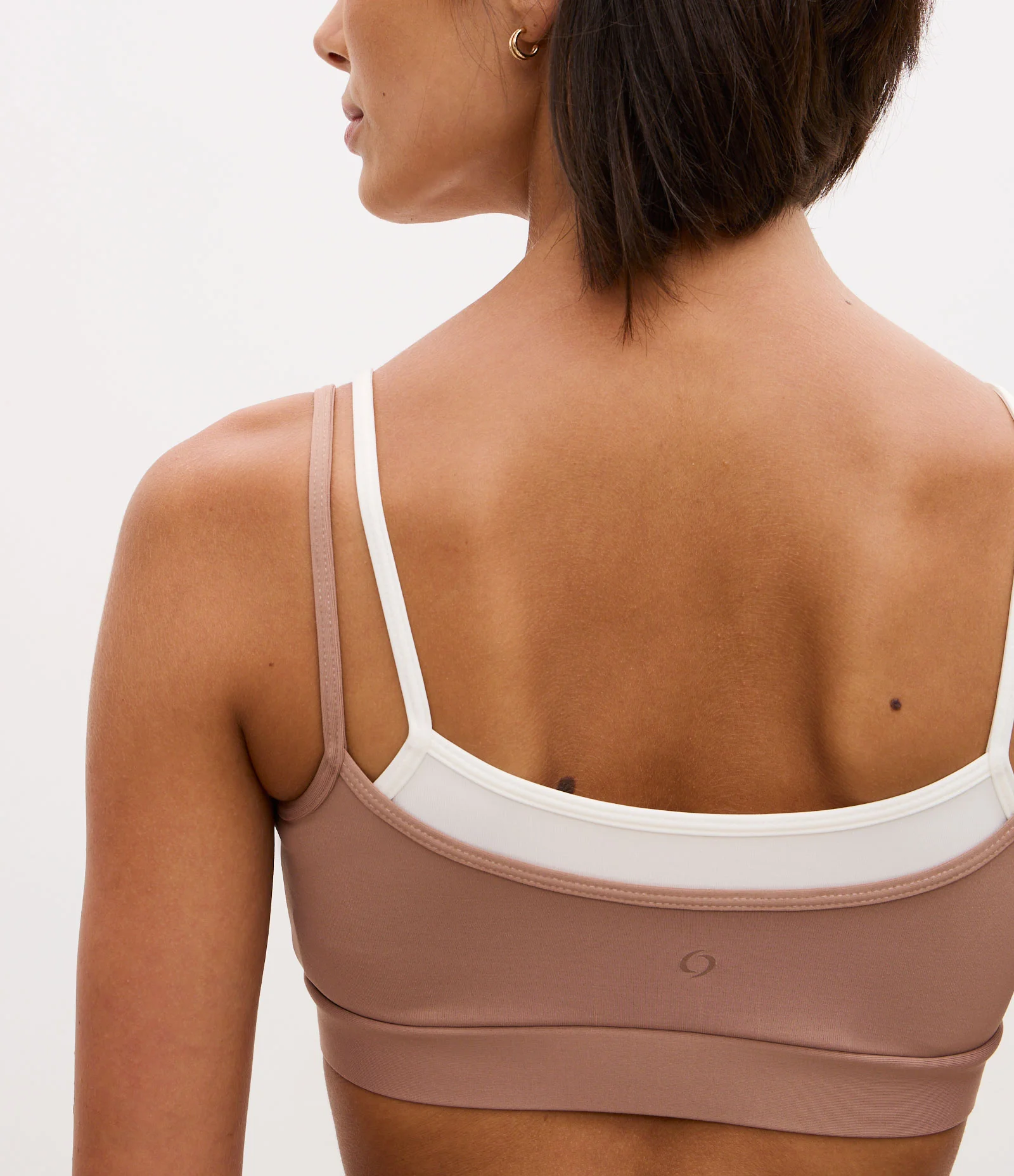 Top Esportivo em Microfibra com Sobreposição Bege/Branco 4