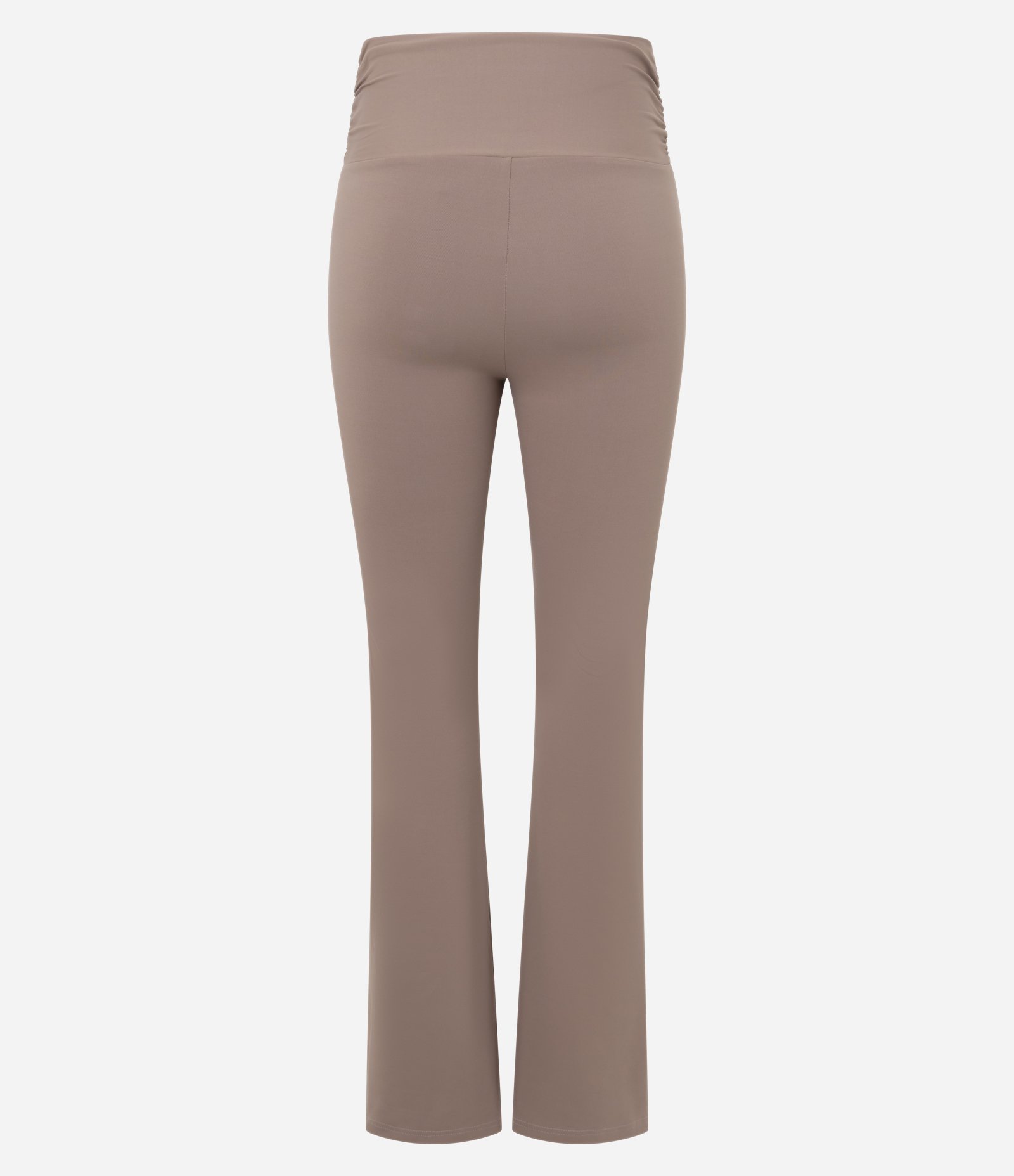 Calça Flare Esportiva com Franzido Lateral e Fenda na Barra Bege 7