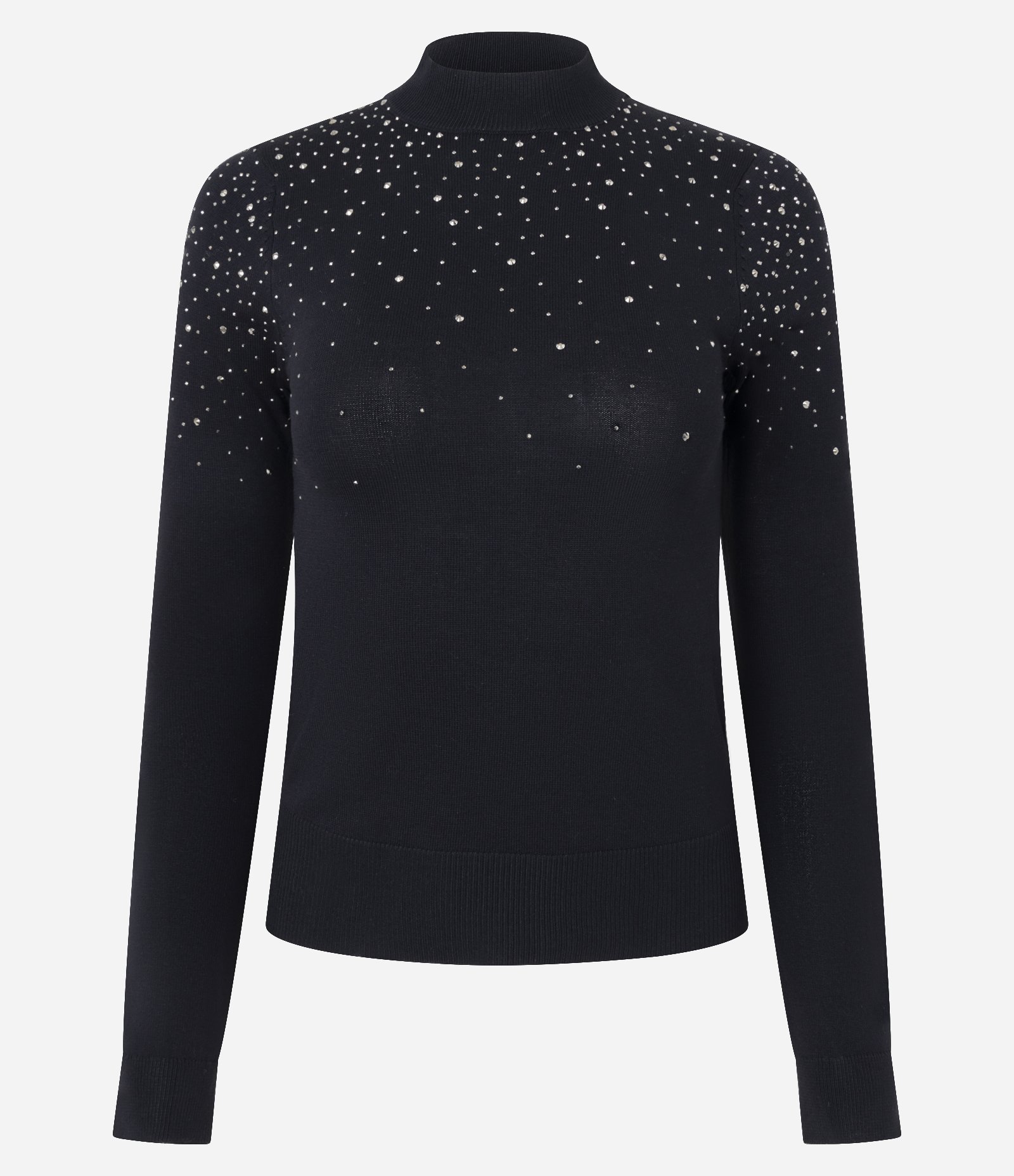 Blusa Regular em Tricô com Aplicação de Brilhos Preto 1