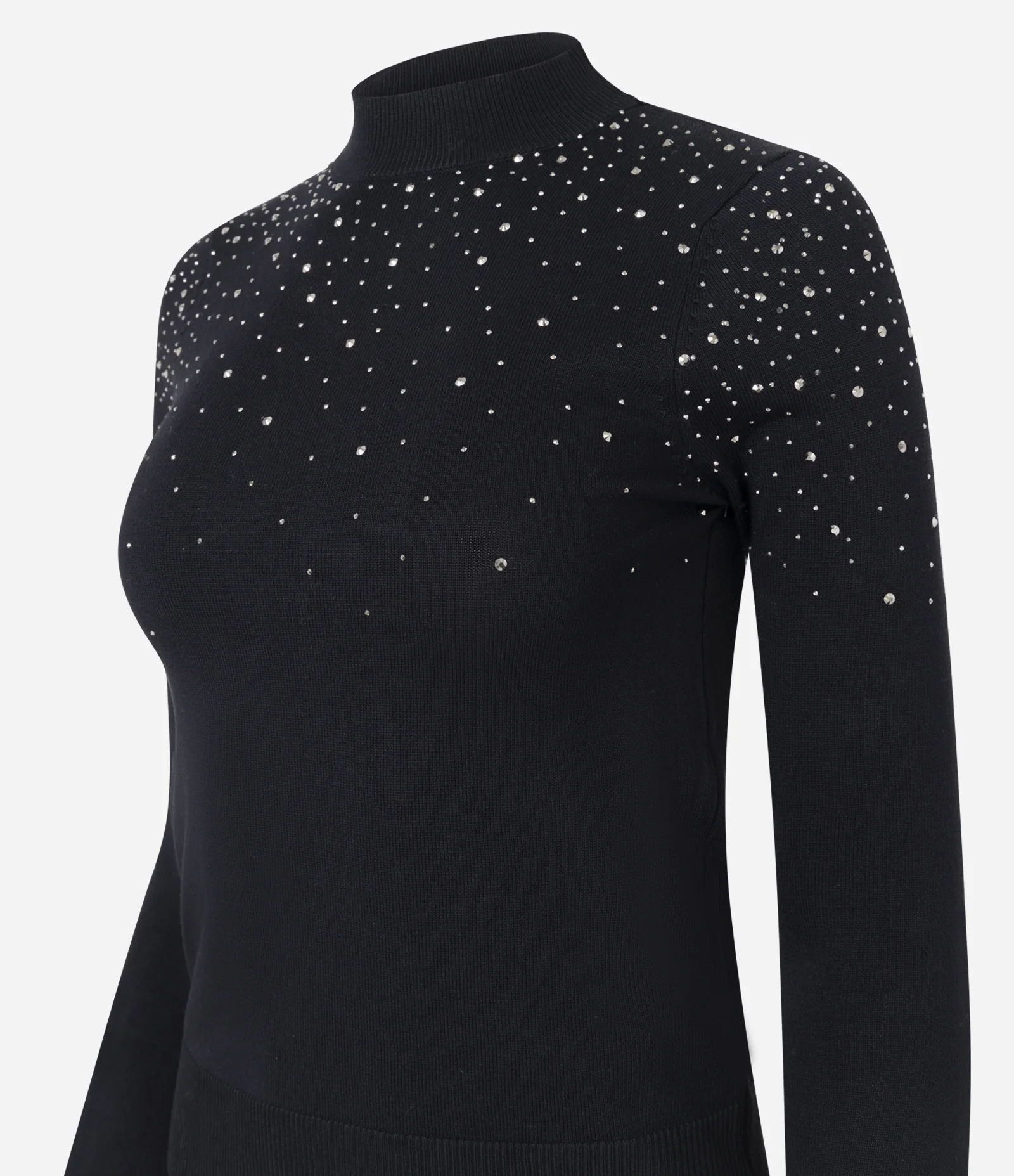 Blusa Regular em Tricô com Aplicação de Brilhos Preto 2