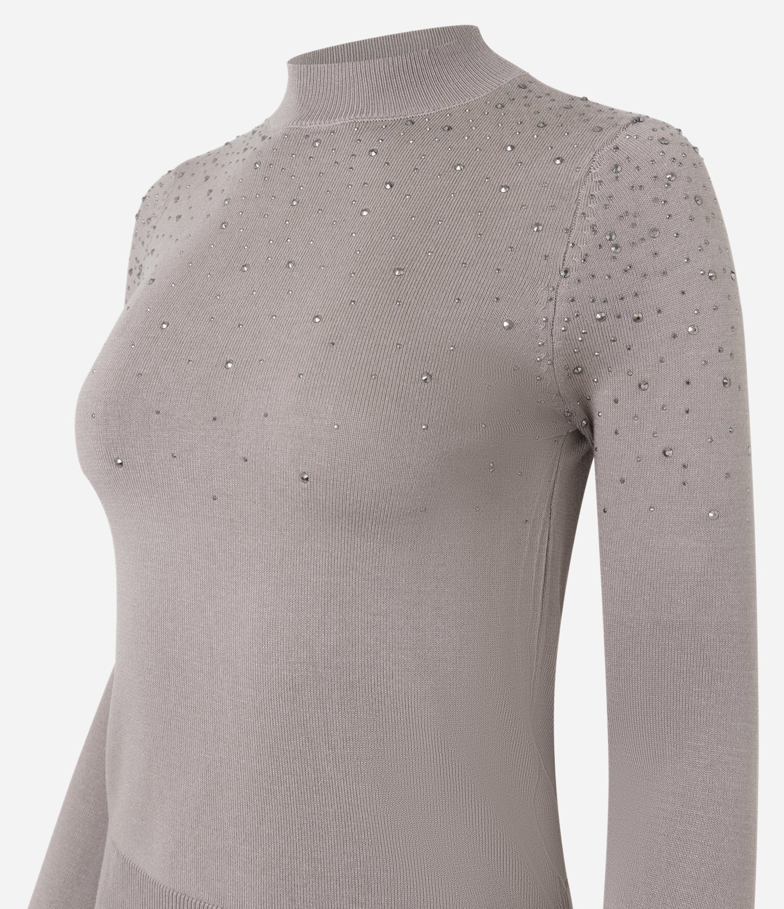 Blusa Regular em Tricô com Aplicação de Brilhos Lilás 2