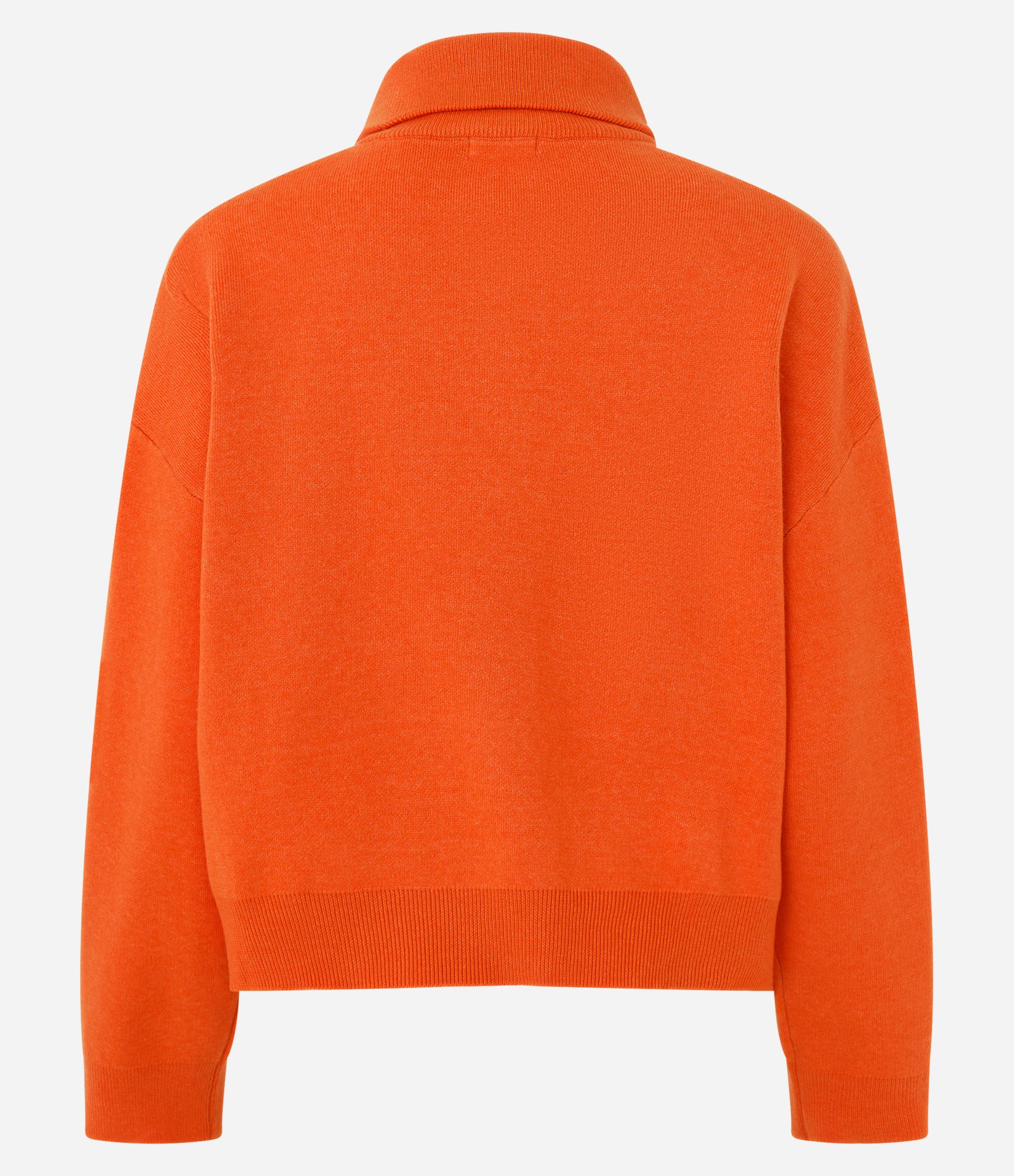 Suéter Regular em Tricô com Gola Alta e Zíper Laranja 3