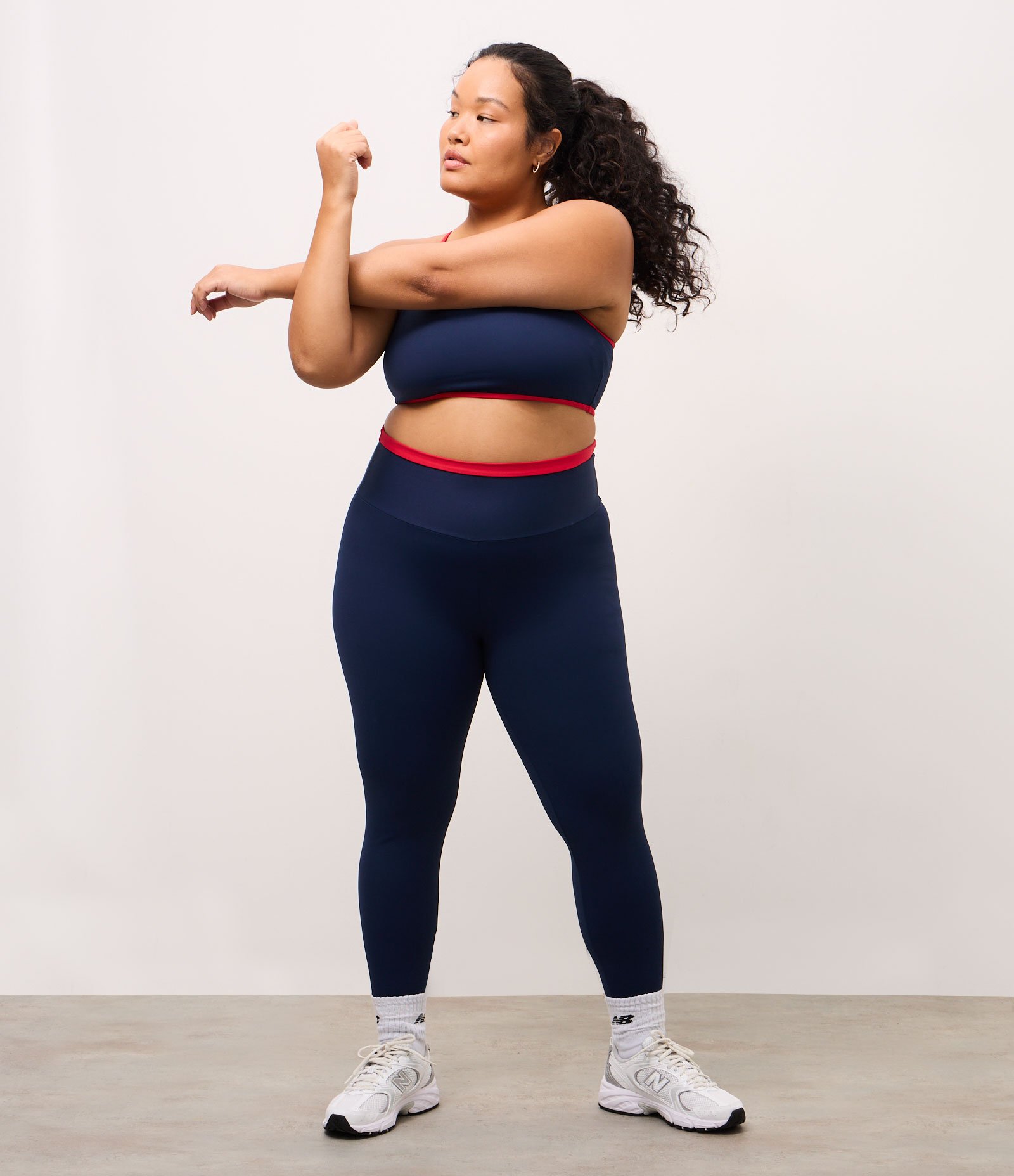 Calça Legging Esportiva com Cós Contrastante Azul/Laranja 5