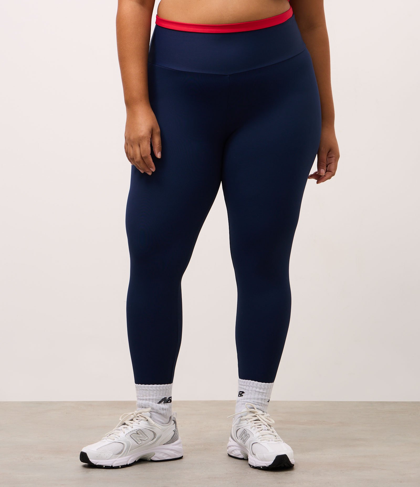 Calça Legging Esportiva com Cós Contrastante Azul/Laranja 6