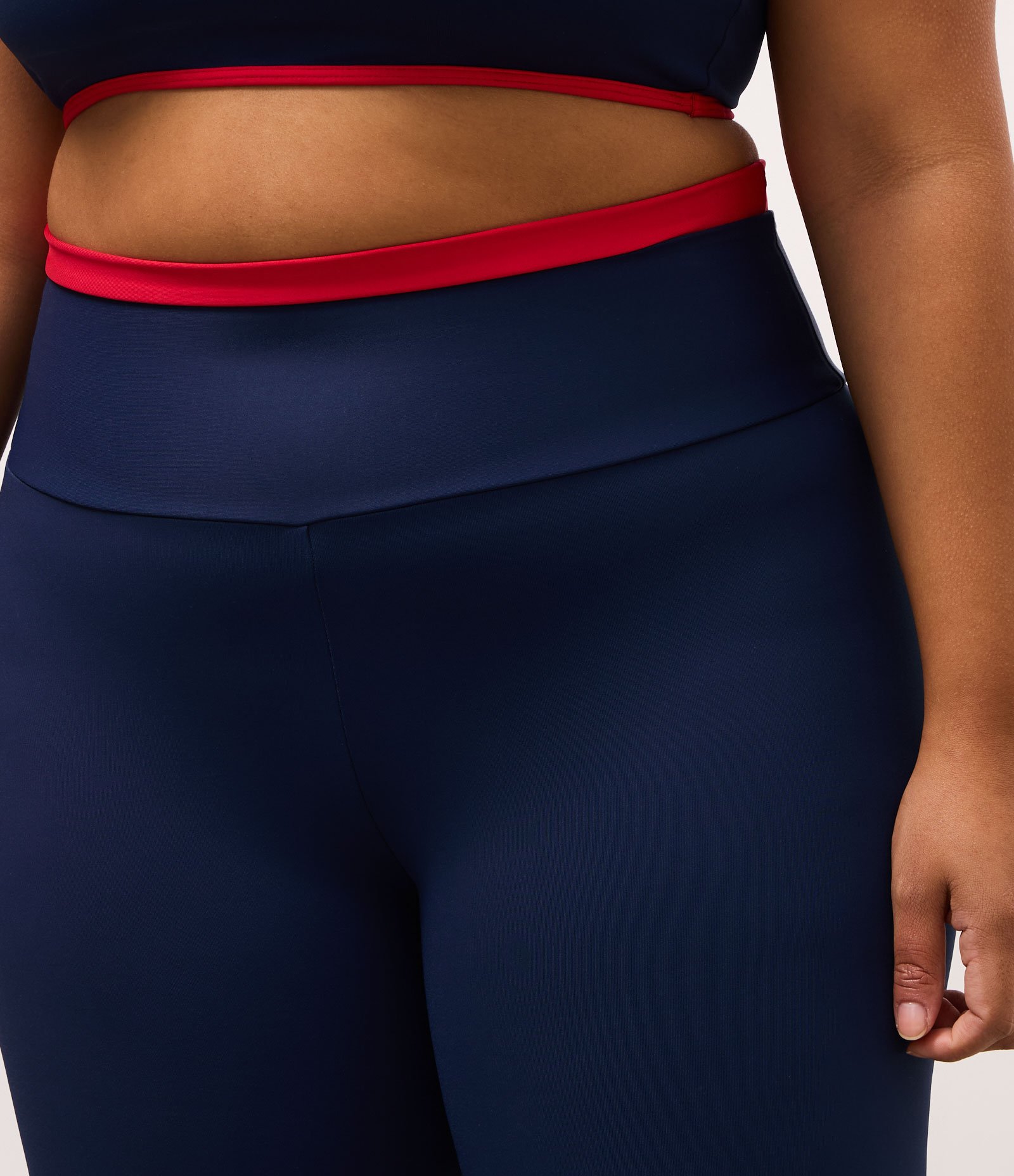 Calça Legging Esportiva com Cós Contrastante Azul/Laranja 7