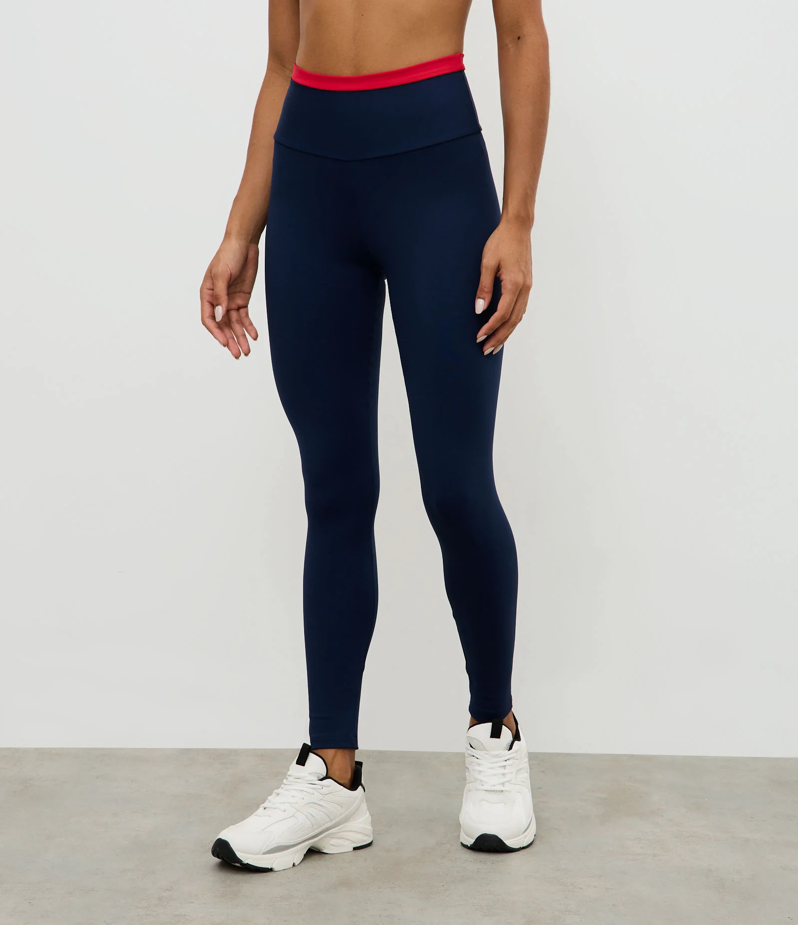 Calça Legging Esportiva com Cós Contrastante Azul/Laranja 2