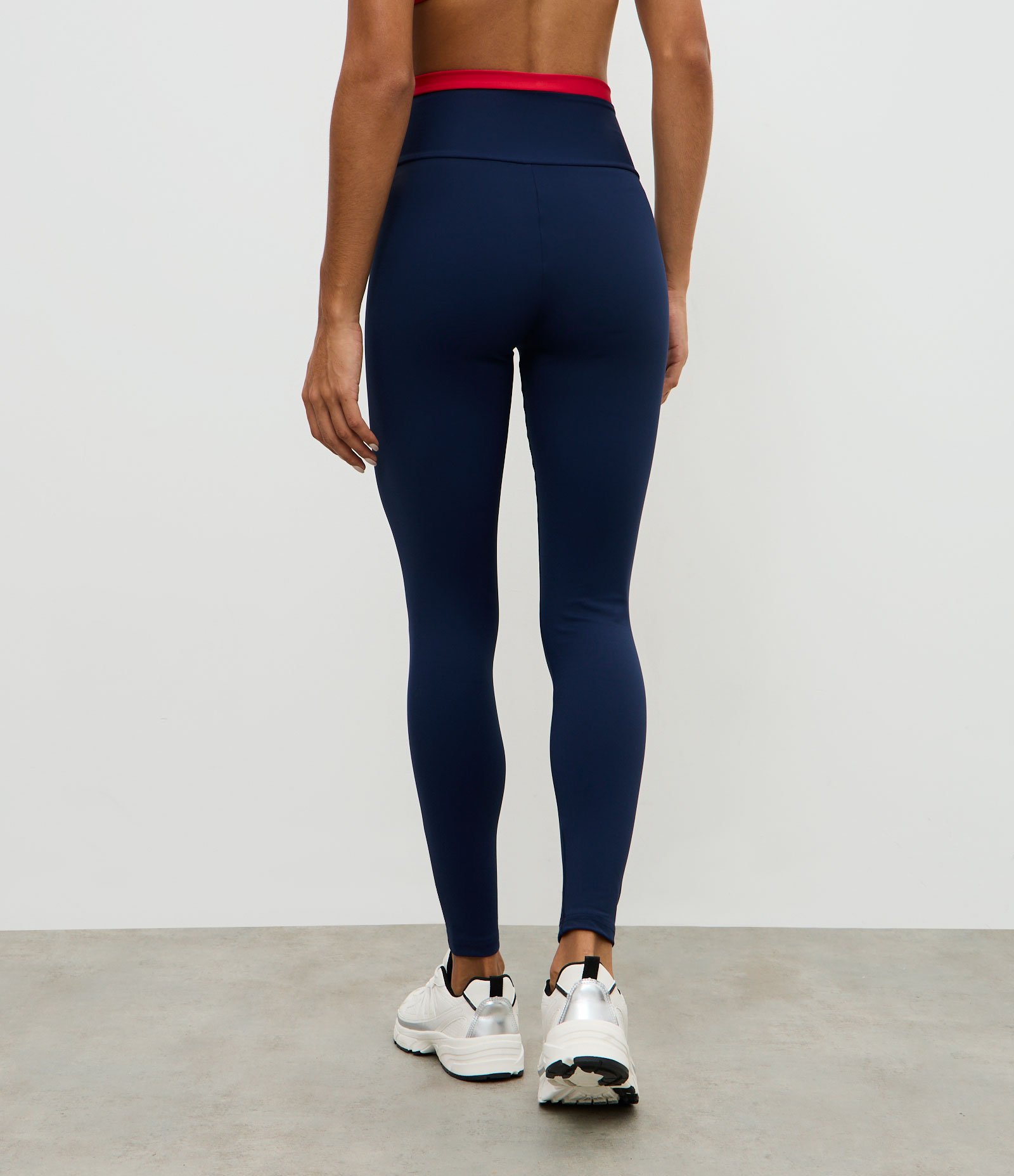 Calça Legging Esportiva com Cós Contrastante Azul/Laranja 4